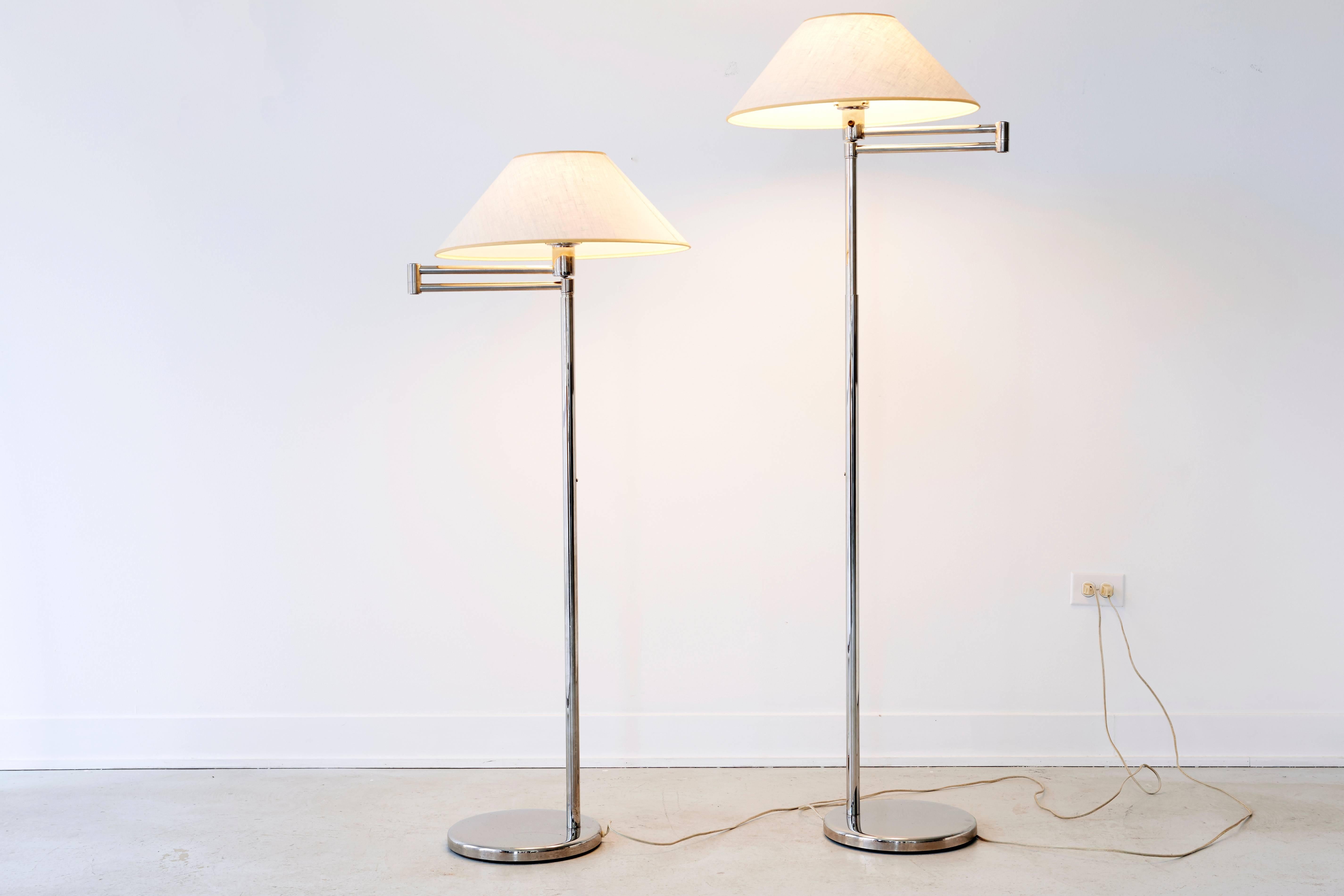 Mid-Century Modern Pair of Adjustable Walter Von Nessen Swing Arm Lamps