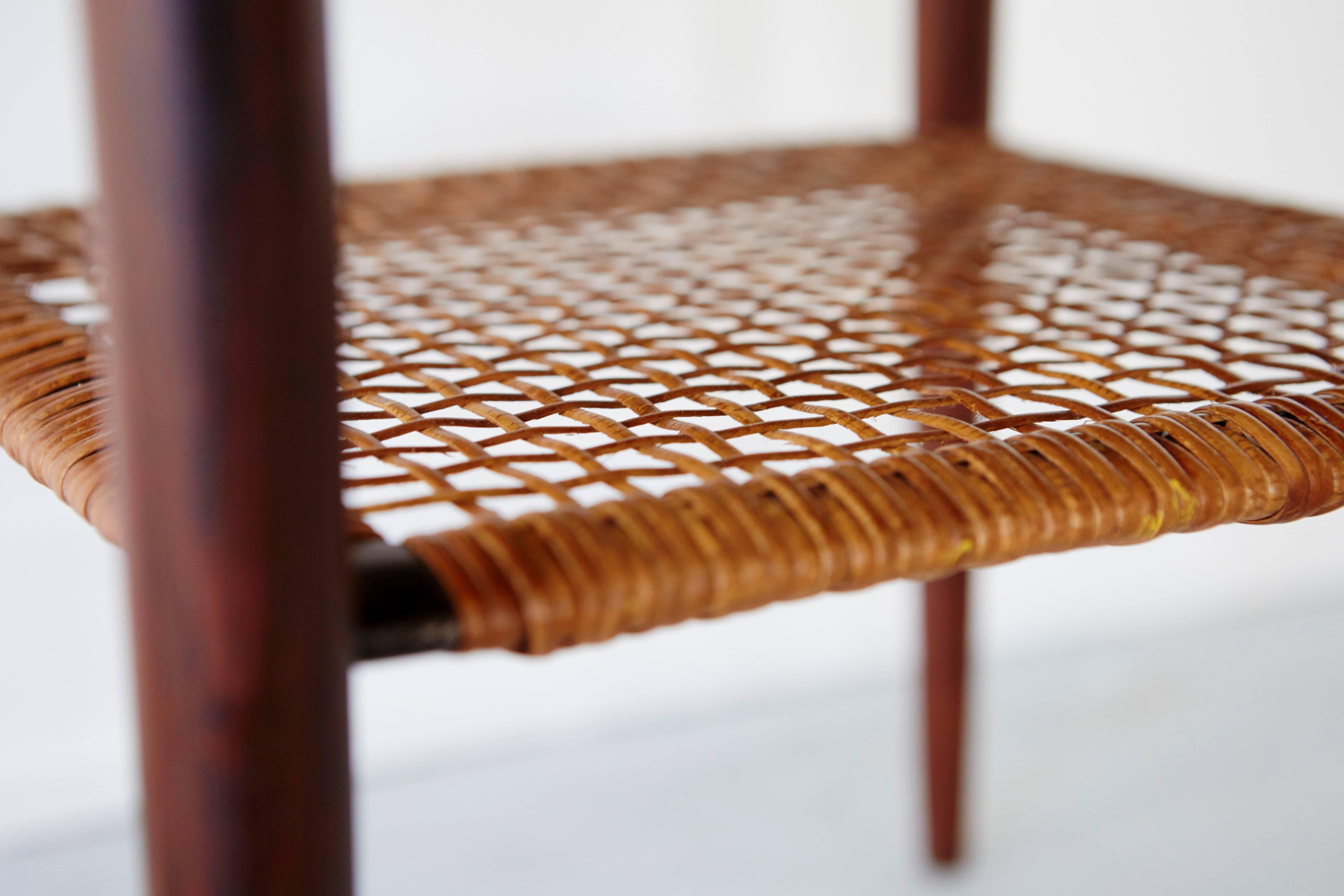 Mid-Century Modern Rosewood and Cane Side Table by Poul Jensen for Selig