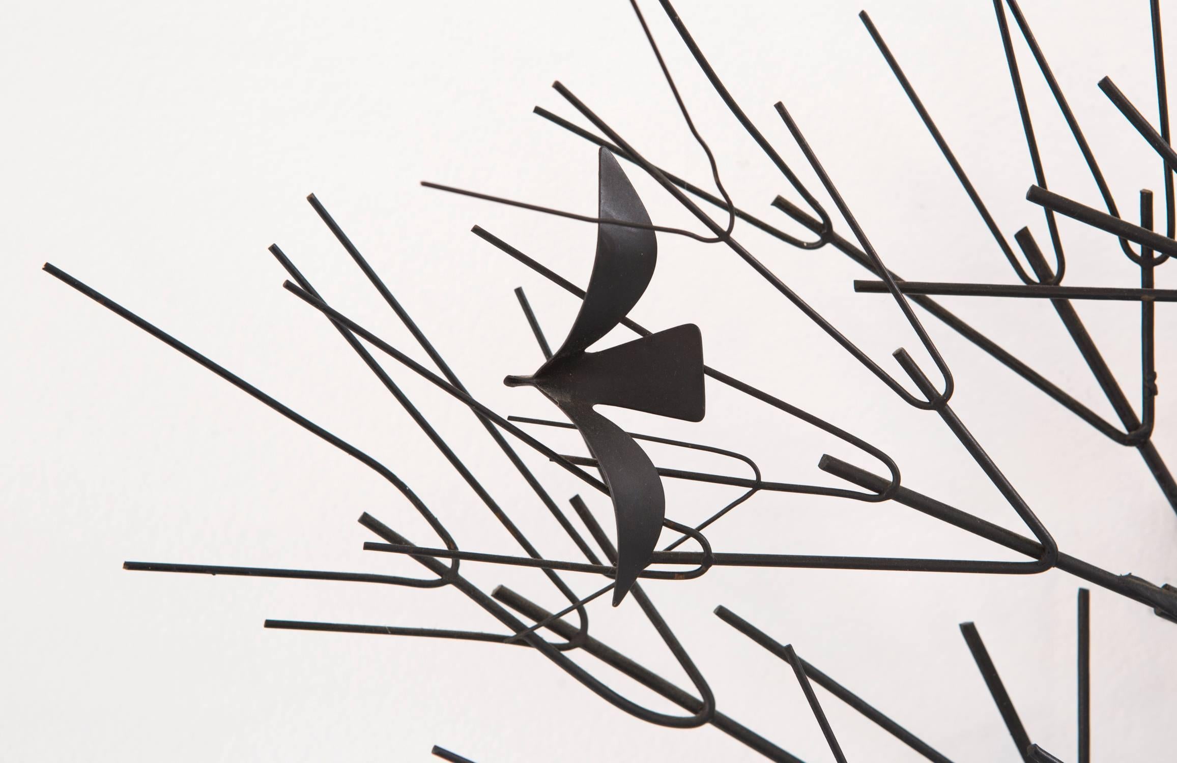 Mid-Century Modern C. Jere Wall Sculpture 'Birds & Trees'