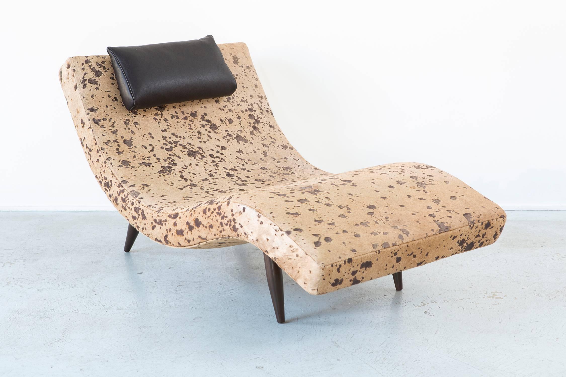 American Mid-Century Adrian Pearsall Wave Chaise Reupholstered in Acid Washed Cowhid