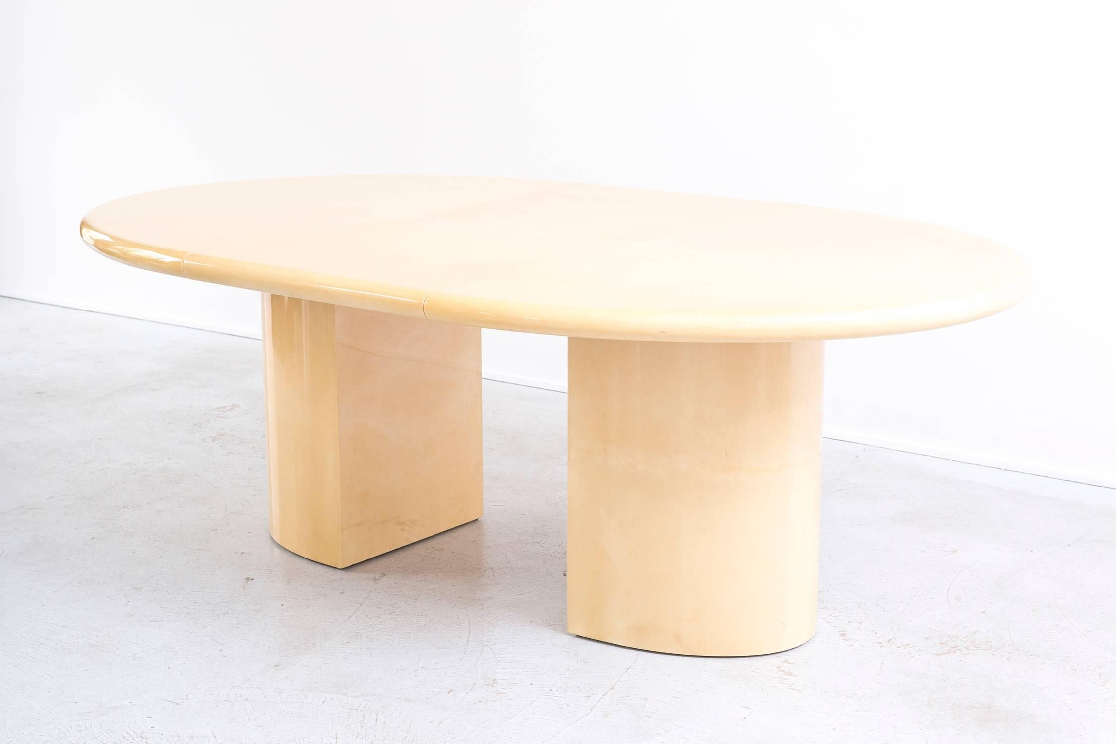 Late 20th Century Aldo Tura Italian Goatskin Expanding Dining Table