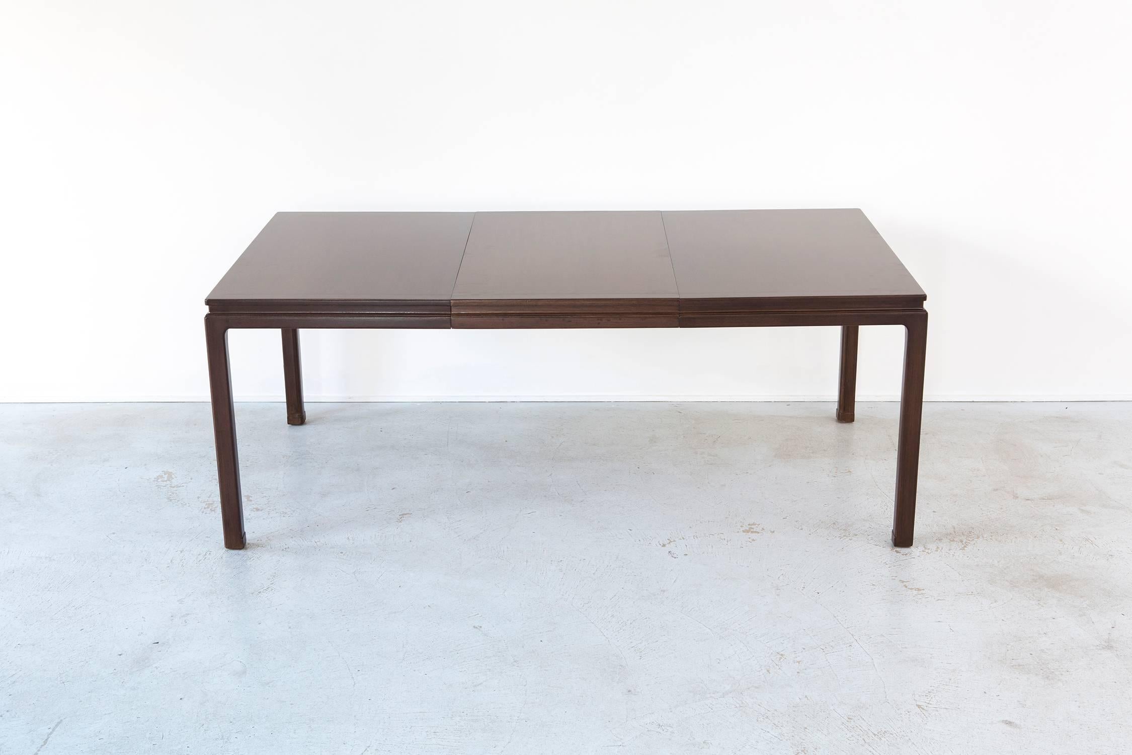 Mid-Century Modern Edward Wormley for Dunbar Extending Table Freshly Refinished In Excellent Condition In Chicago, IL