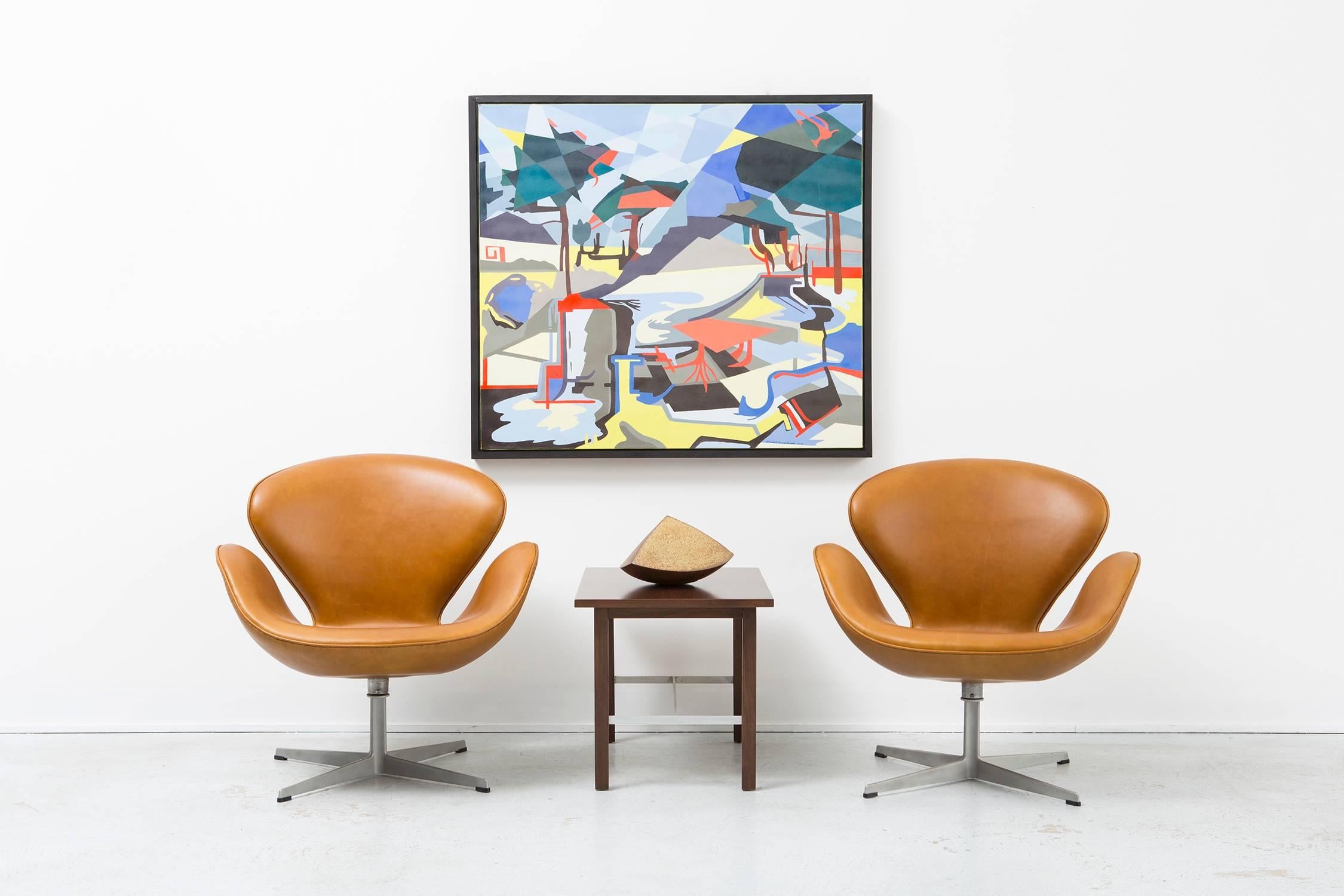 Set of Mid-Century Modern Swan Chairs by Arne Jacobsen Freshly Reupholstered 3