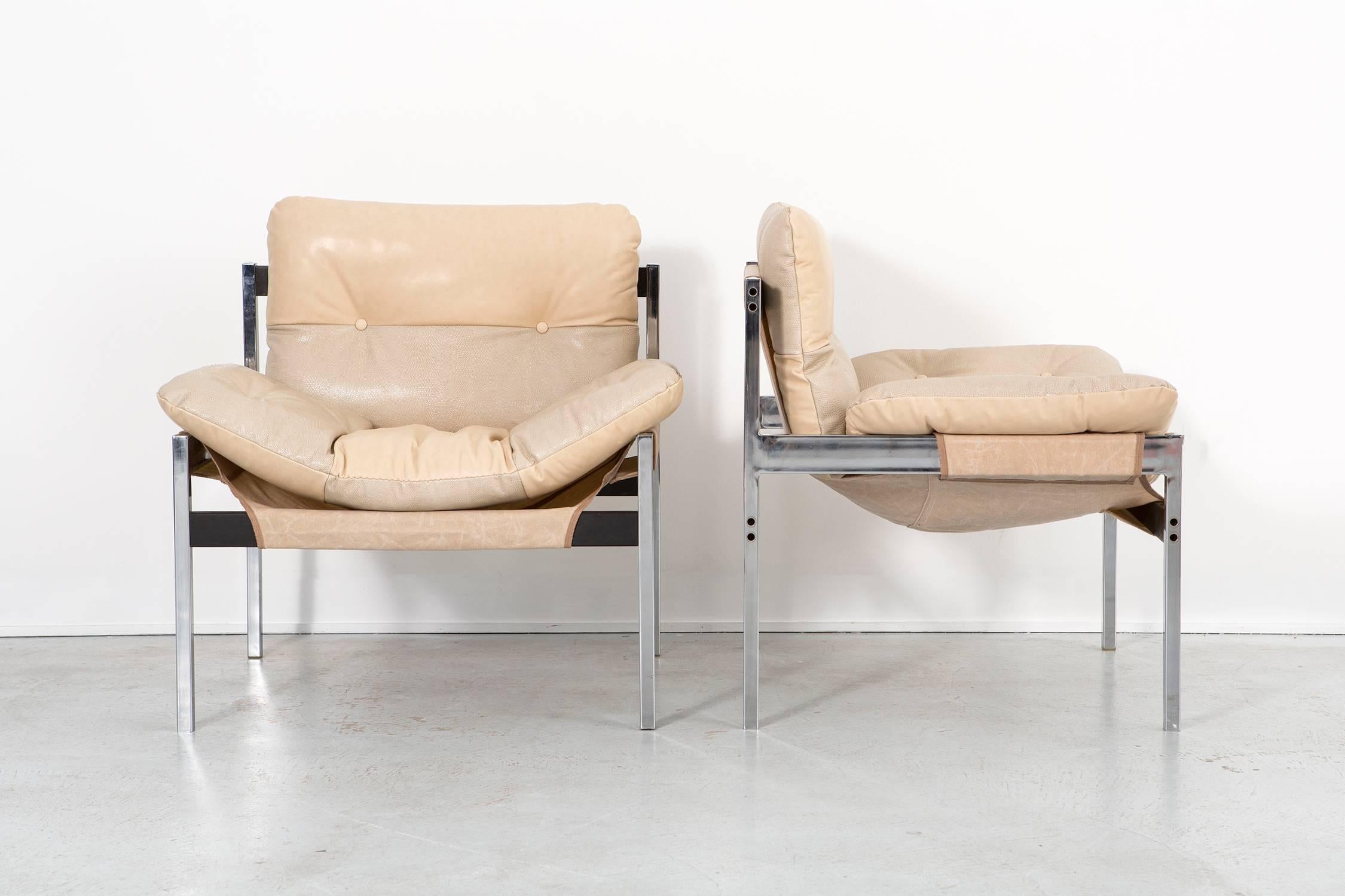 American Jerry Johnson and Byron Botker Lounge Chairs Reupholstered in Waxed Leather, Set