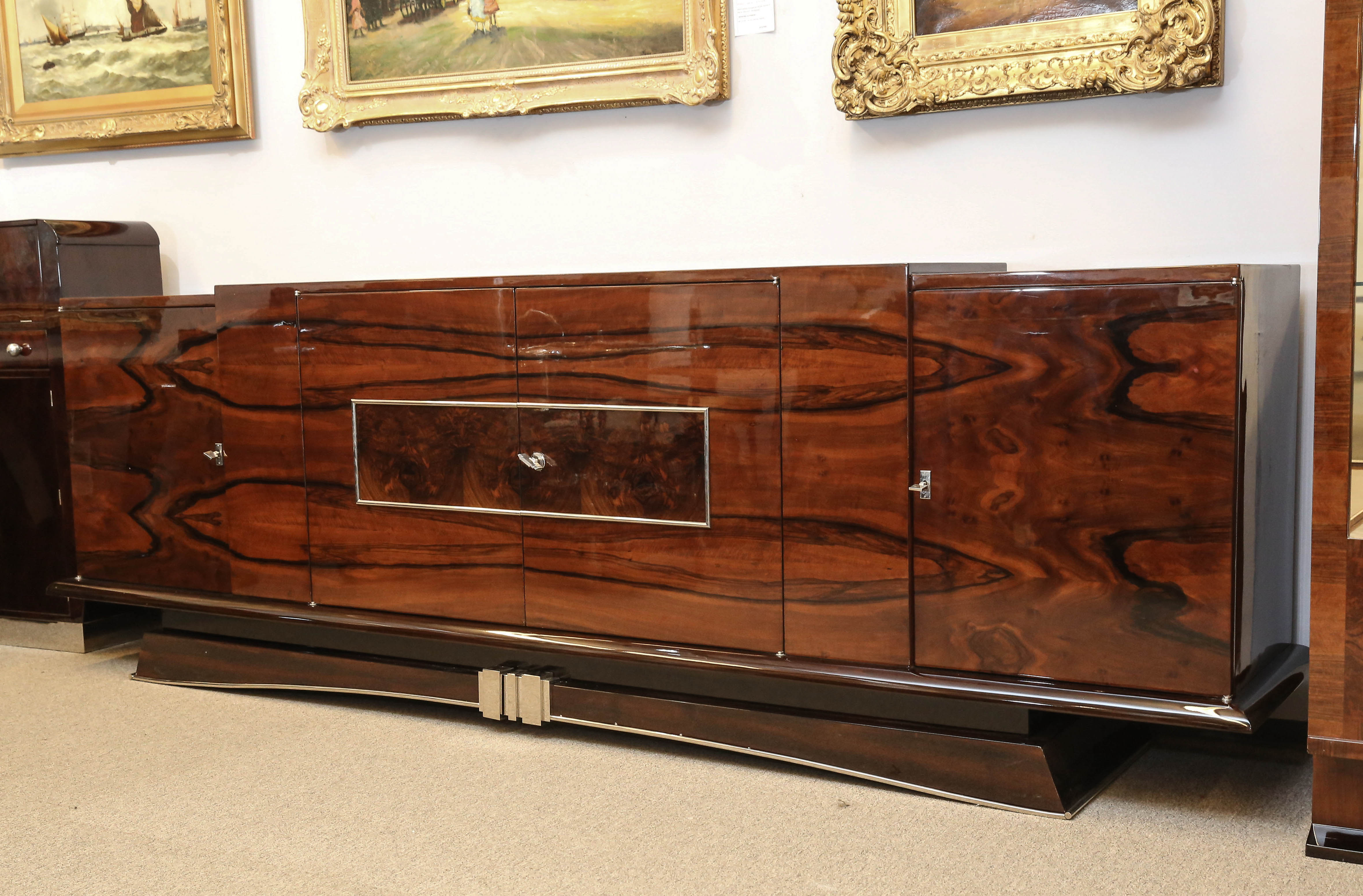 French Art Deco Walnut/Rosewood Grand Scale Breakfront