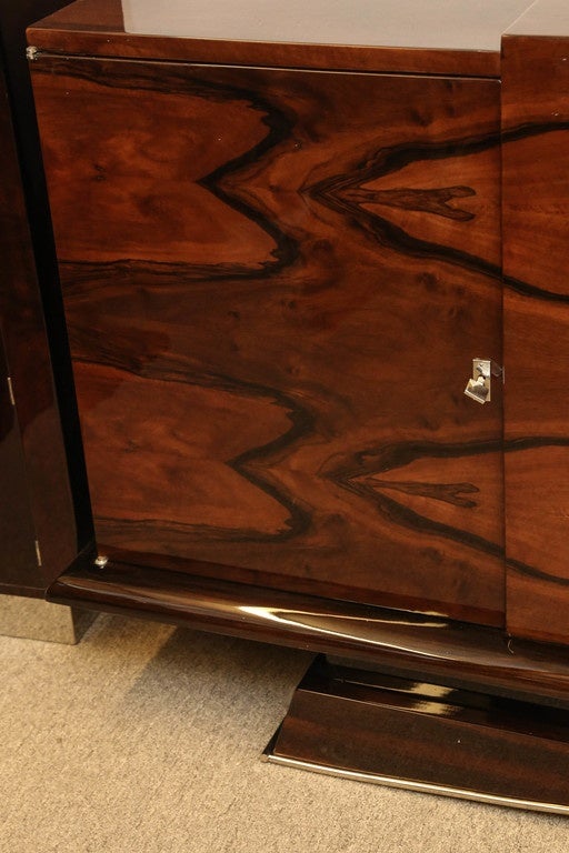 French Art Deco Walnut/Rosewood Grand Scale Breakfront In Excellent Condition In Houston, TX