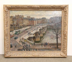 Francois Gall Oil on Canvas, "Le Pont Neuf a Paris"
