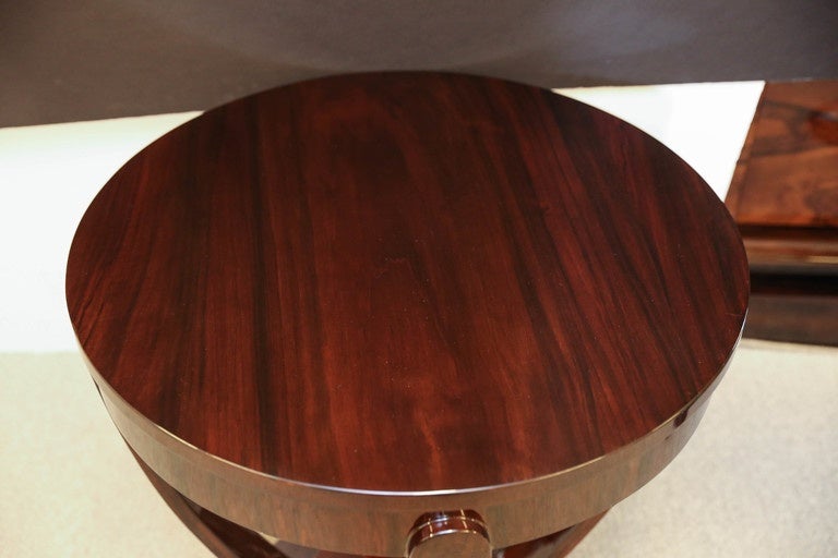 Round Walnut Macassar Side Tables