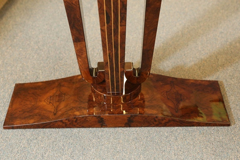 Burl Walnut Veneer Console Table