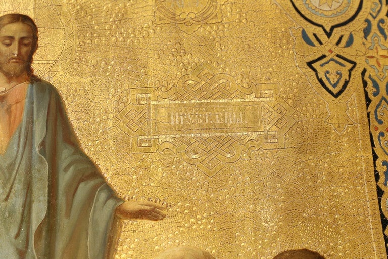 Wood Russian Icon of the Dormition of Mother of God Painting