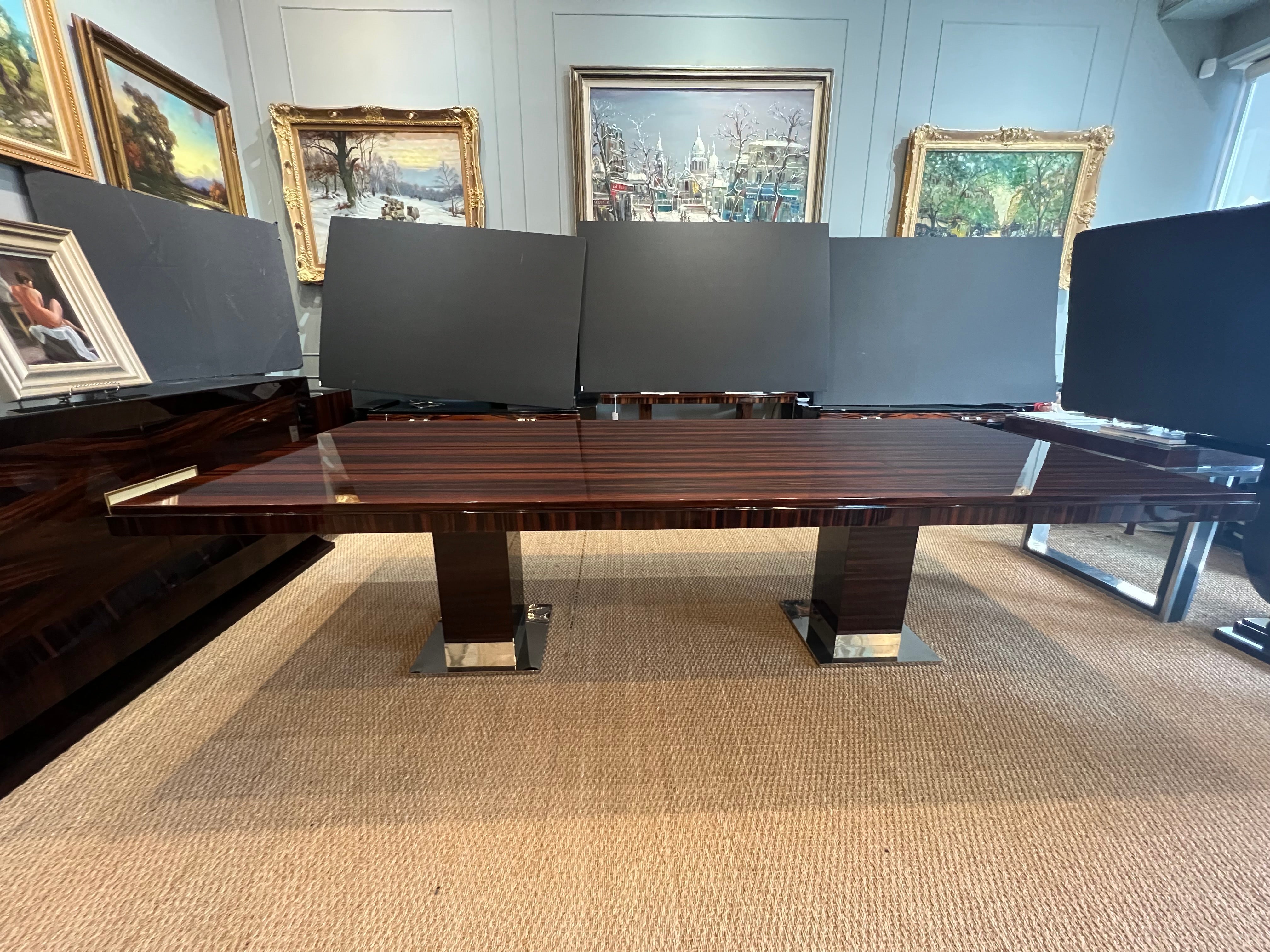 Art Deco French Dining Room Table in Macassar