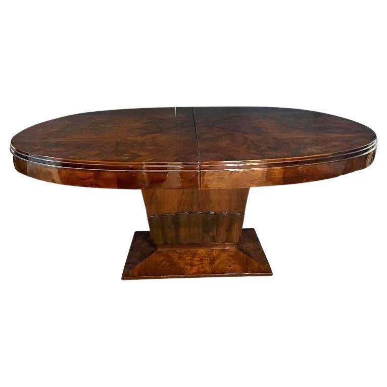 Table de salle à manger Art Déco en ronce de noyer