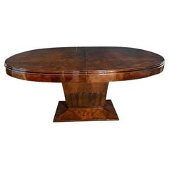 Mesa de Comedor Art Decó Francesa en Nogal Burl