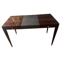 Art Deco French Desk in Macassar with Leather Top Insert