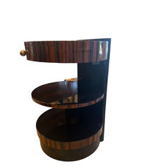 Table d'appoint ronde de style Art déco, en bois de Macassar et noyer