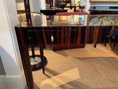 Art Deco French Desk with Parquet Design Top in Macassar Wood