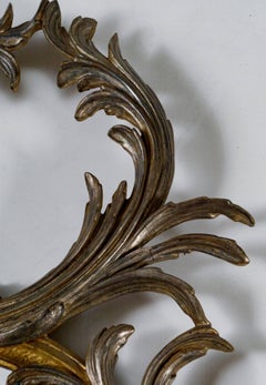 Georgian Style Oval Silver and Gold Metal Leaf Frame with Bevel