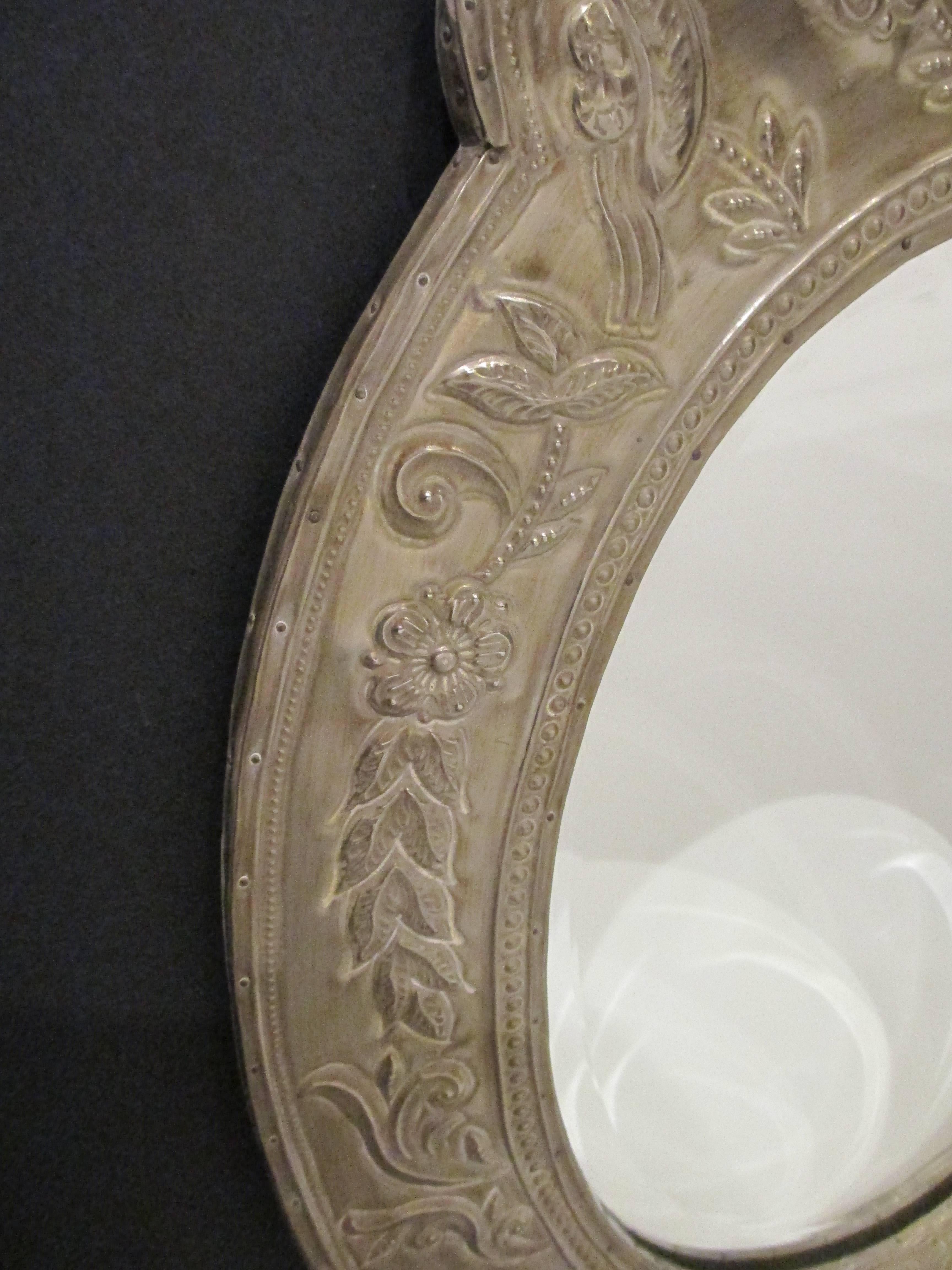 Egyptian Revival Oval Mirror Clad Mirror For Sale