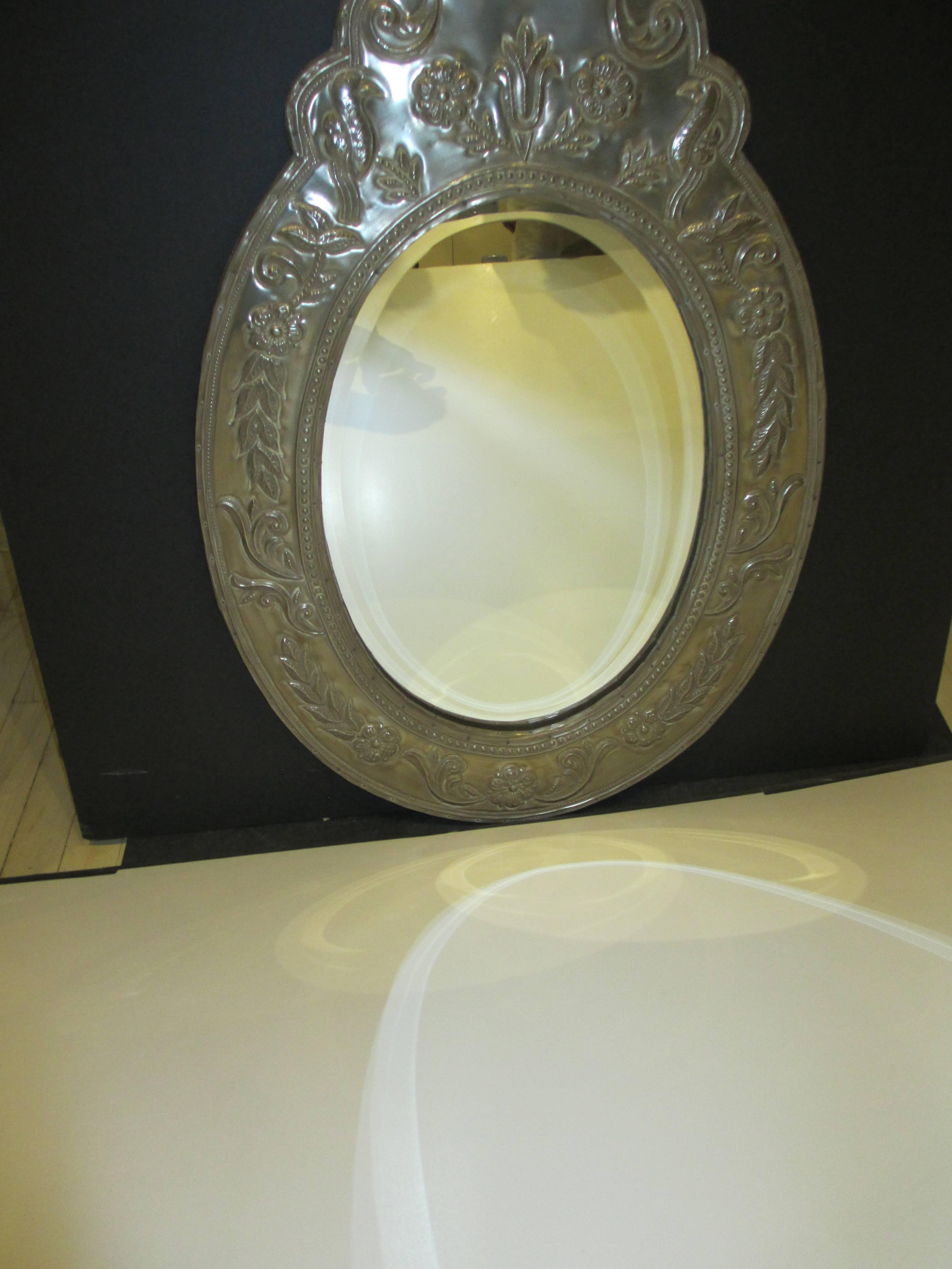 Egyptian Revival Oval Mirror Clad Mirror For Sale