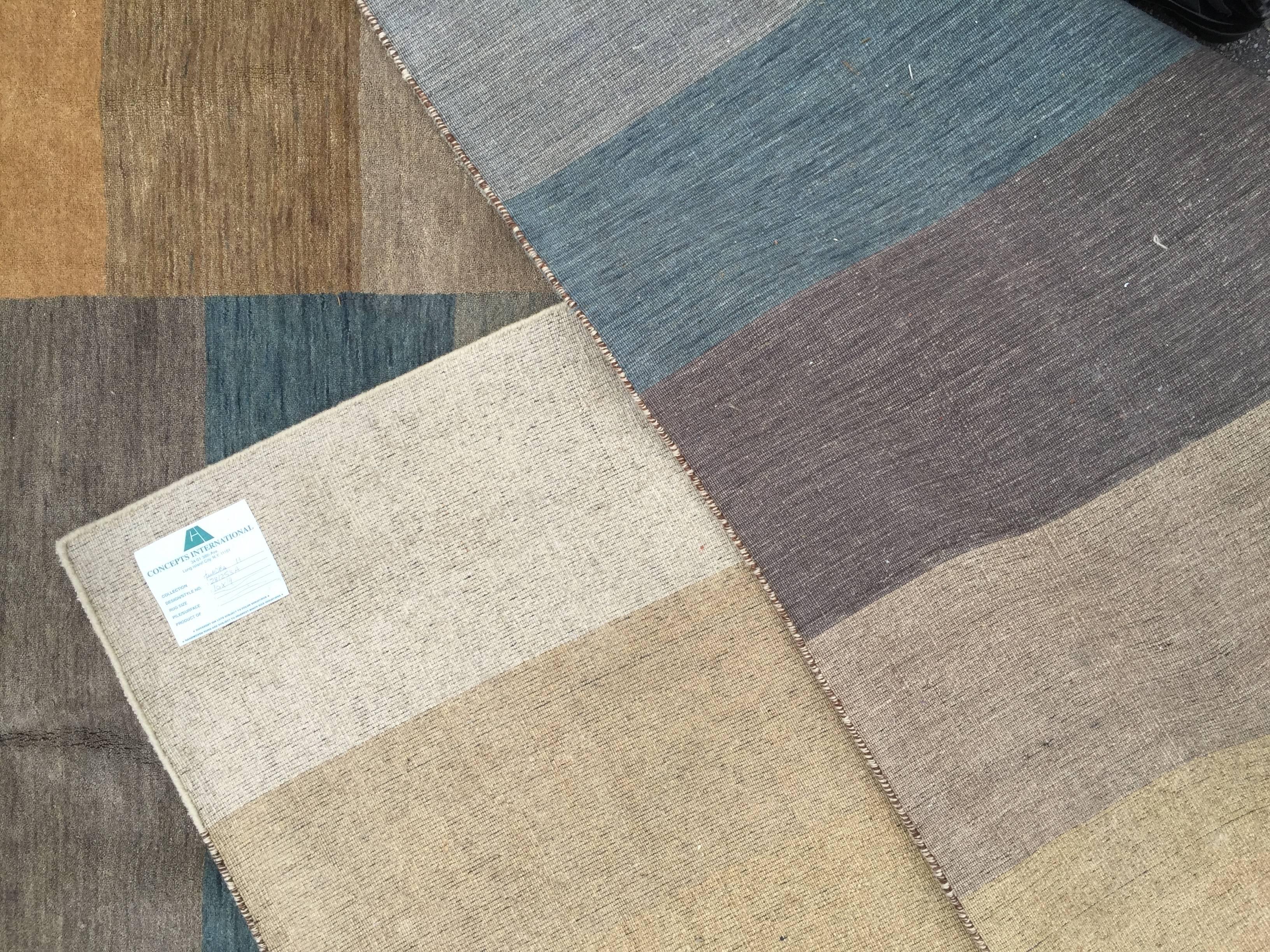 Wool Vintage Room Size Carpet Concepts International Color Block Rug Neutral Tones For Sale