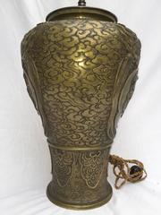 Exquisite Meiji Bronze Dragon and Peacock with Clouds Vase Mounted as a Lamp