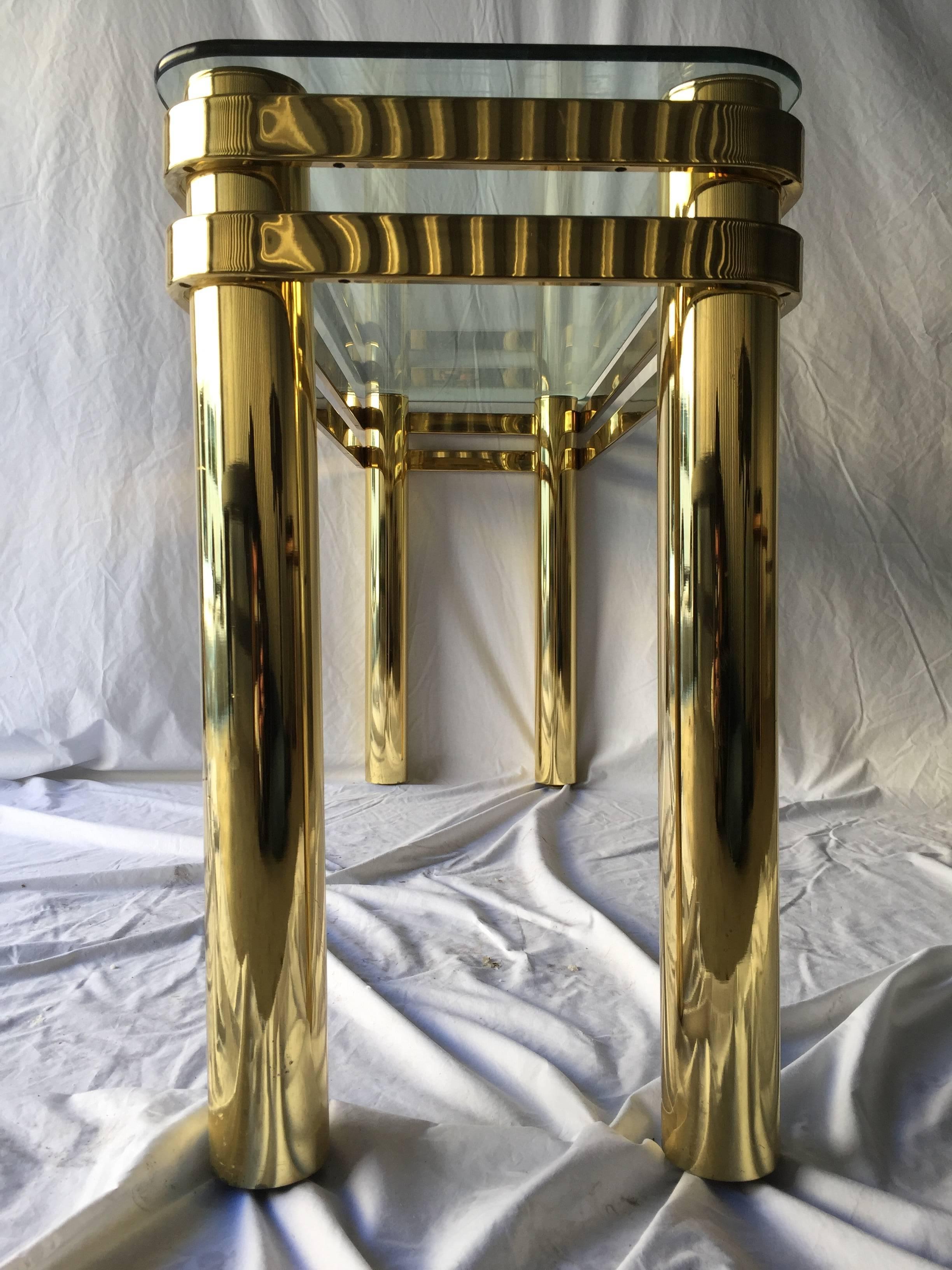 Vintage Pace Style Brass Console Table with Tubular Legs and Banded Design 4