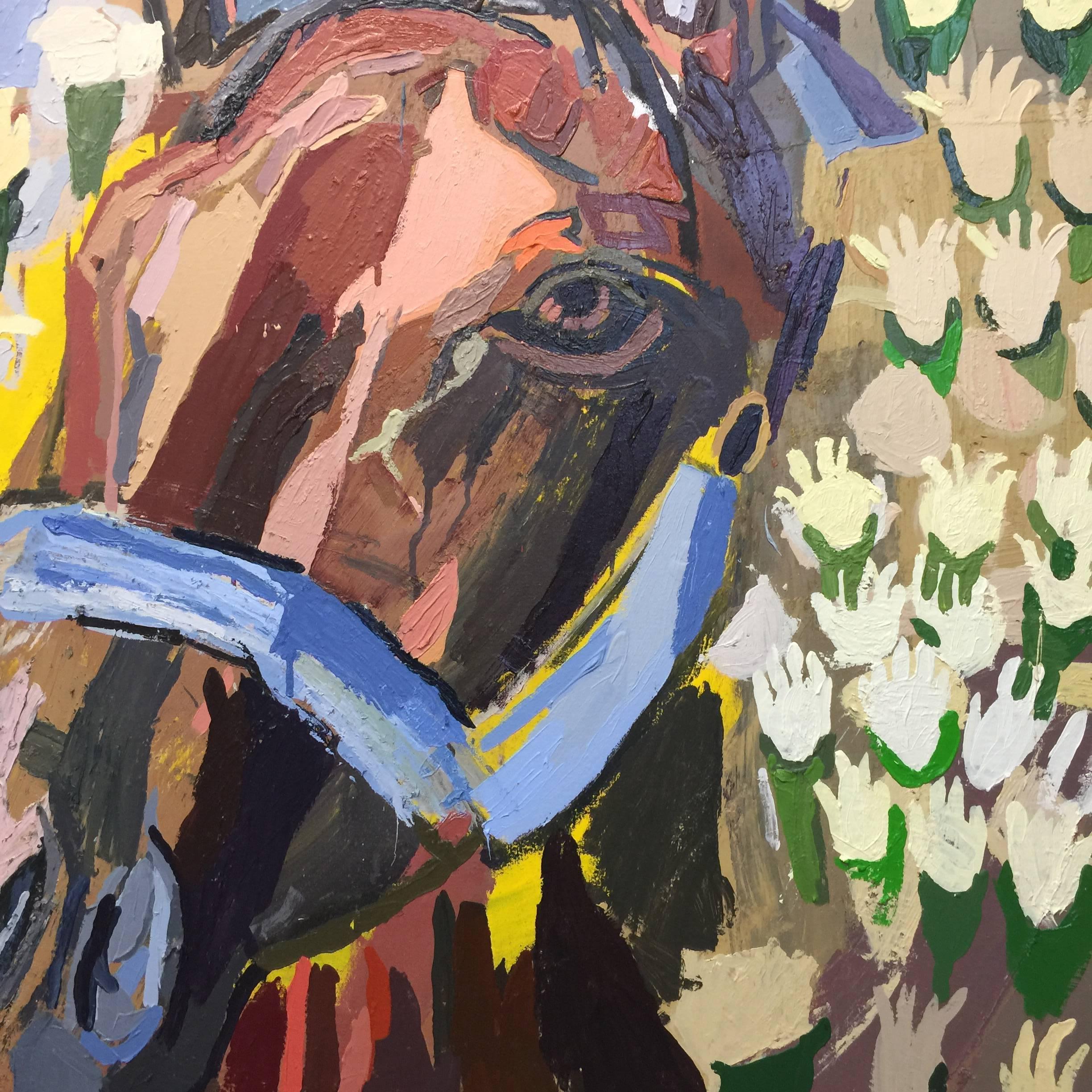 American Pharoah Oil Painting by New York City Artist Clintel Steed, 2015 For Sale 4