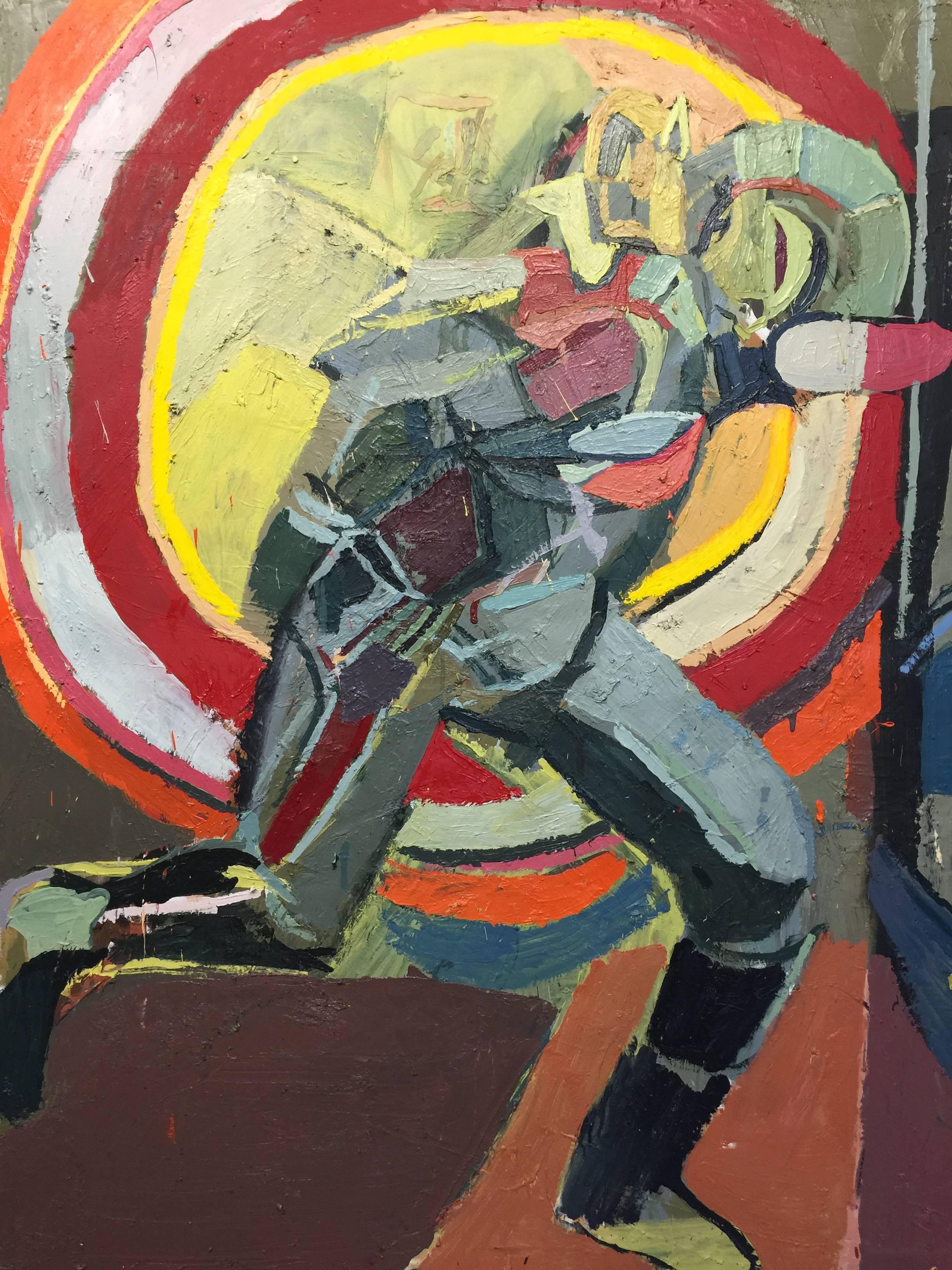 Canvas Ant Man Running into an Atom Oil Painting by NYC Artist Clintel Steed, 2015 For Sale