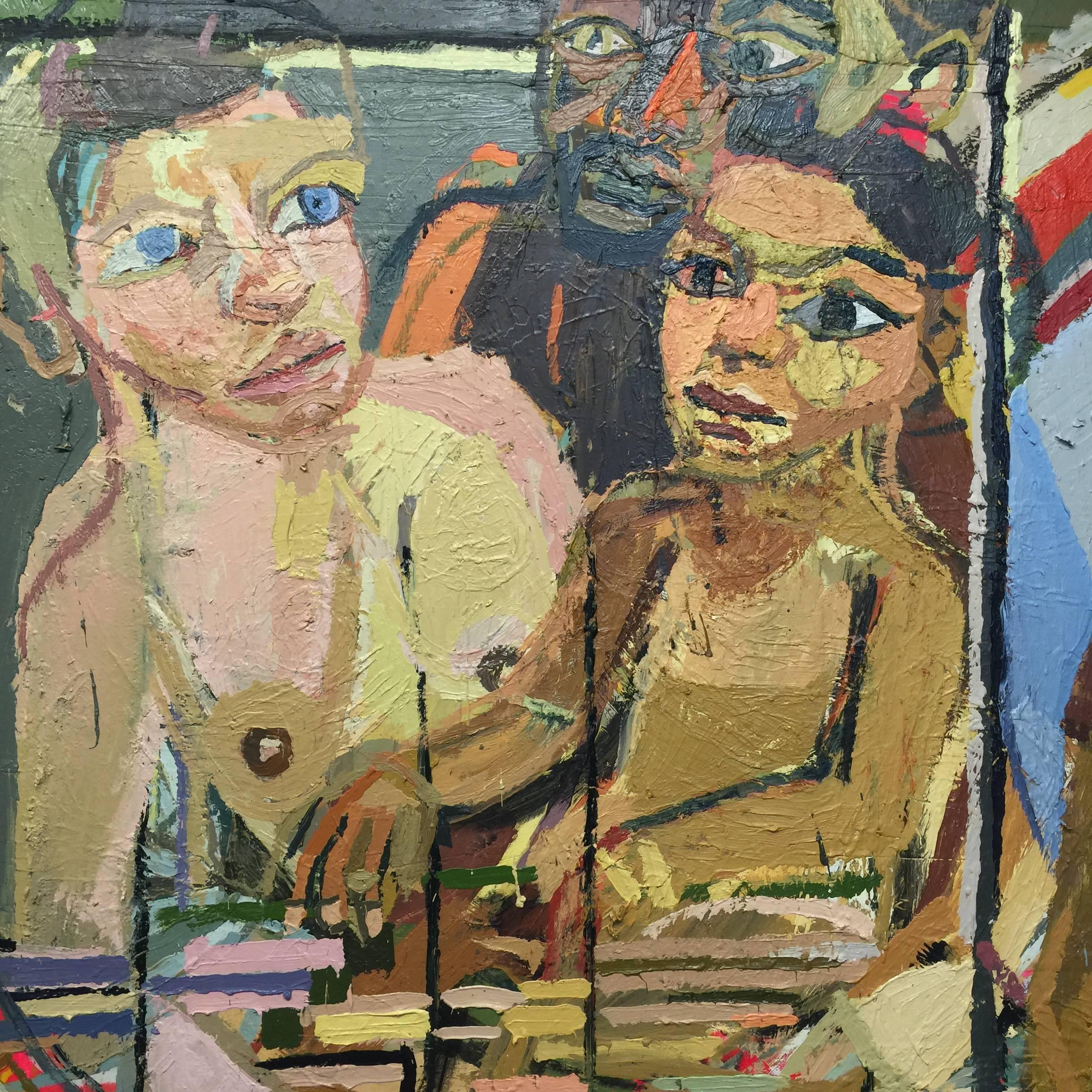 Family Portrait Oil on Canvas Painting by NYC Artist Clintel Steed, 2015 For Sale 3