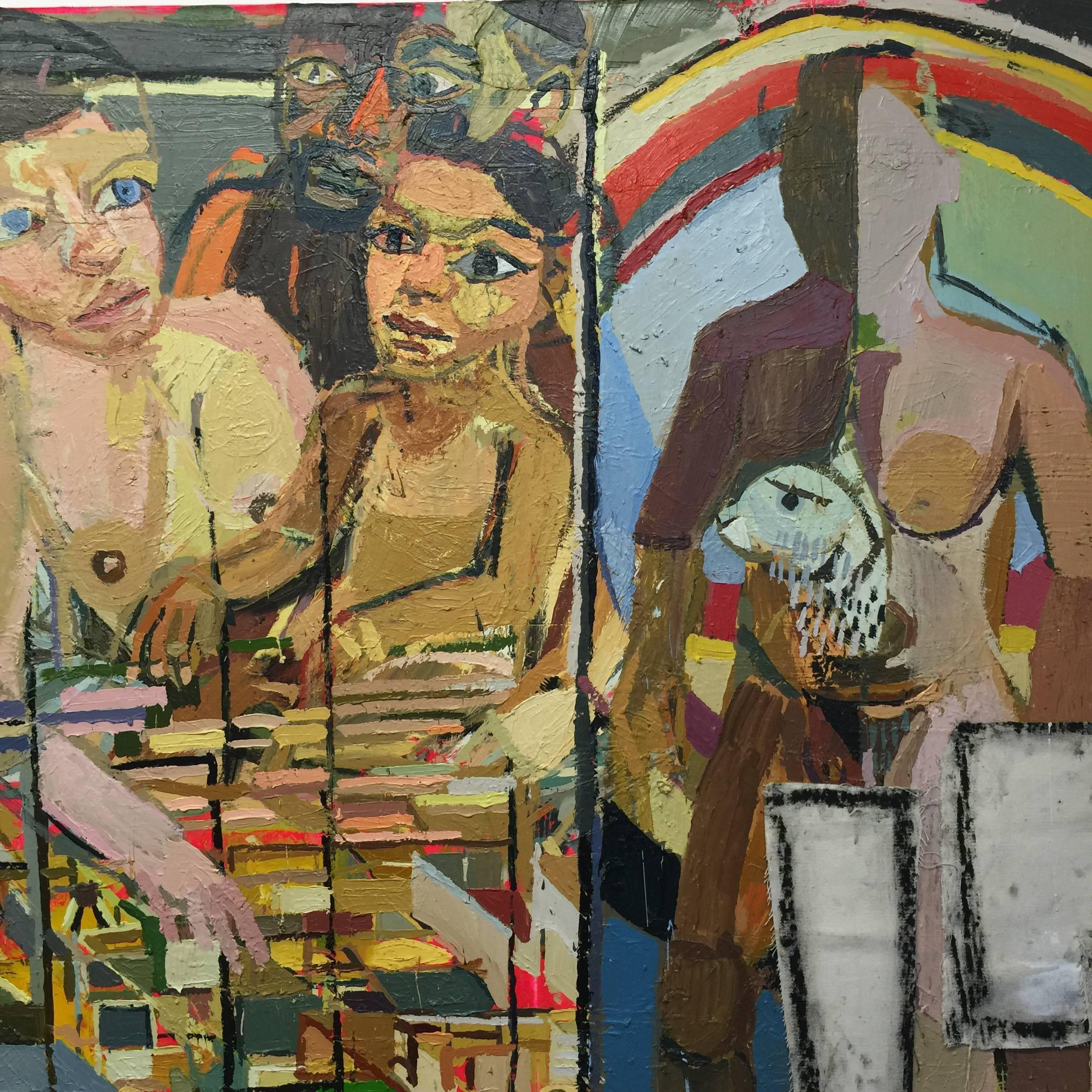 Family Portrait Oil on Canvas Painting by NYC Artist Clintel Steed, 2015 For Sale 1