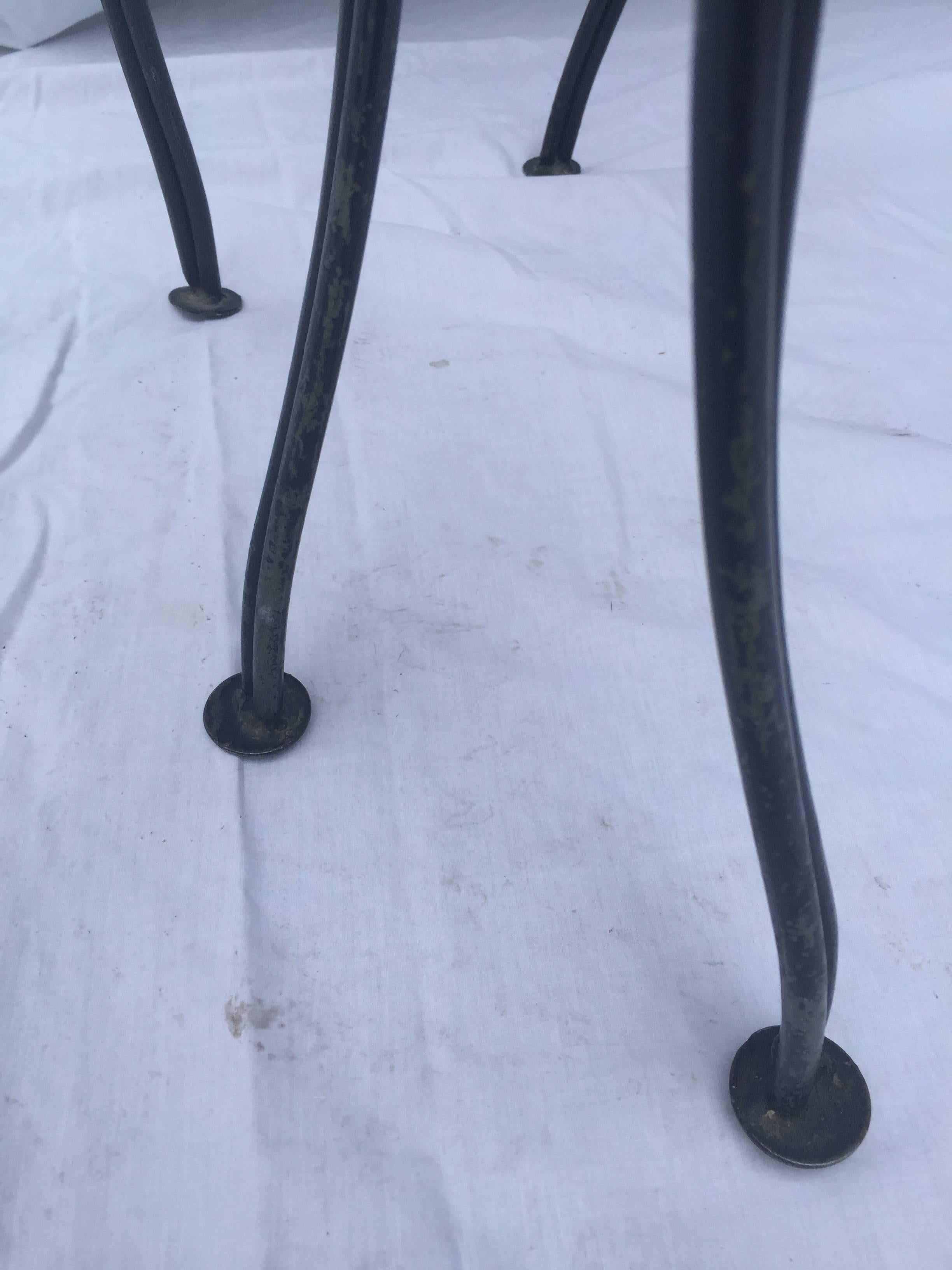 Vintage Pair of Salterini-Esque Iron and Cane High Balloon Back Style Chairs For Sale 3