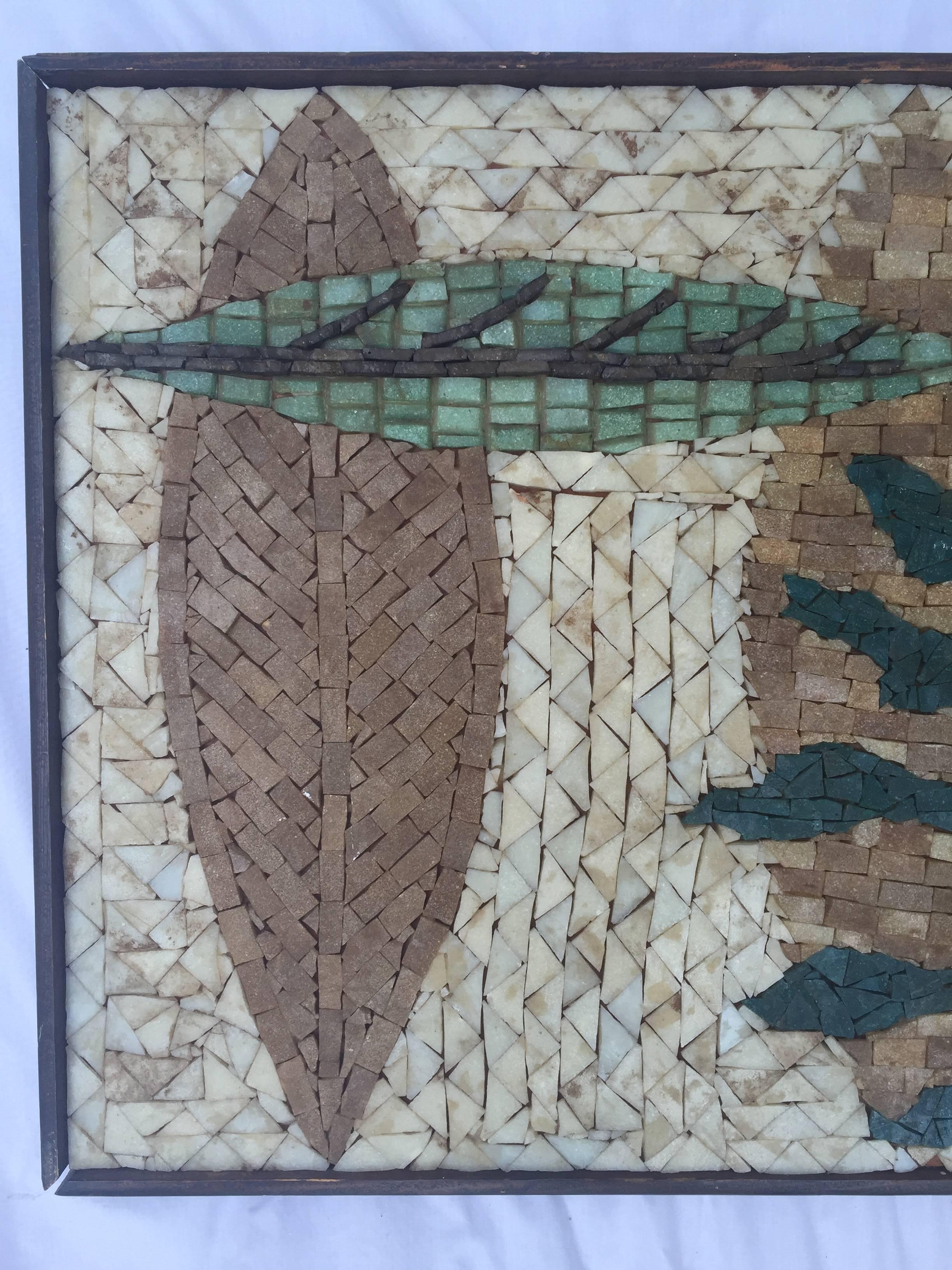 This Mid-Century wall mosaic is very much in the style of Evelyn Ackerman. Evelyn and Jerome Ackerman were Los Angeles based designers who created art for over 50 years. They were included in every exhibition of California Design from 1954-1976.