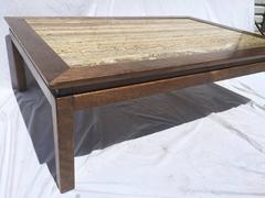Mid-Century Cal Mode/Monteverdi Young Travertine Marble and Wood Coffee Table