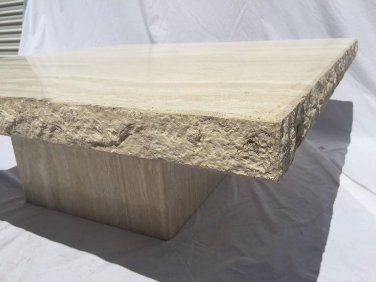 Monumentally Awesome Italian Travertine Marble Slab Coffee Table ... - Monumentally Awesome Italian Travertine Marble Slab Coffee Table with Rough  Edge 3