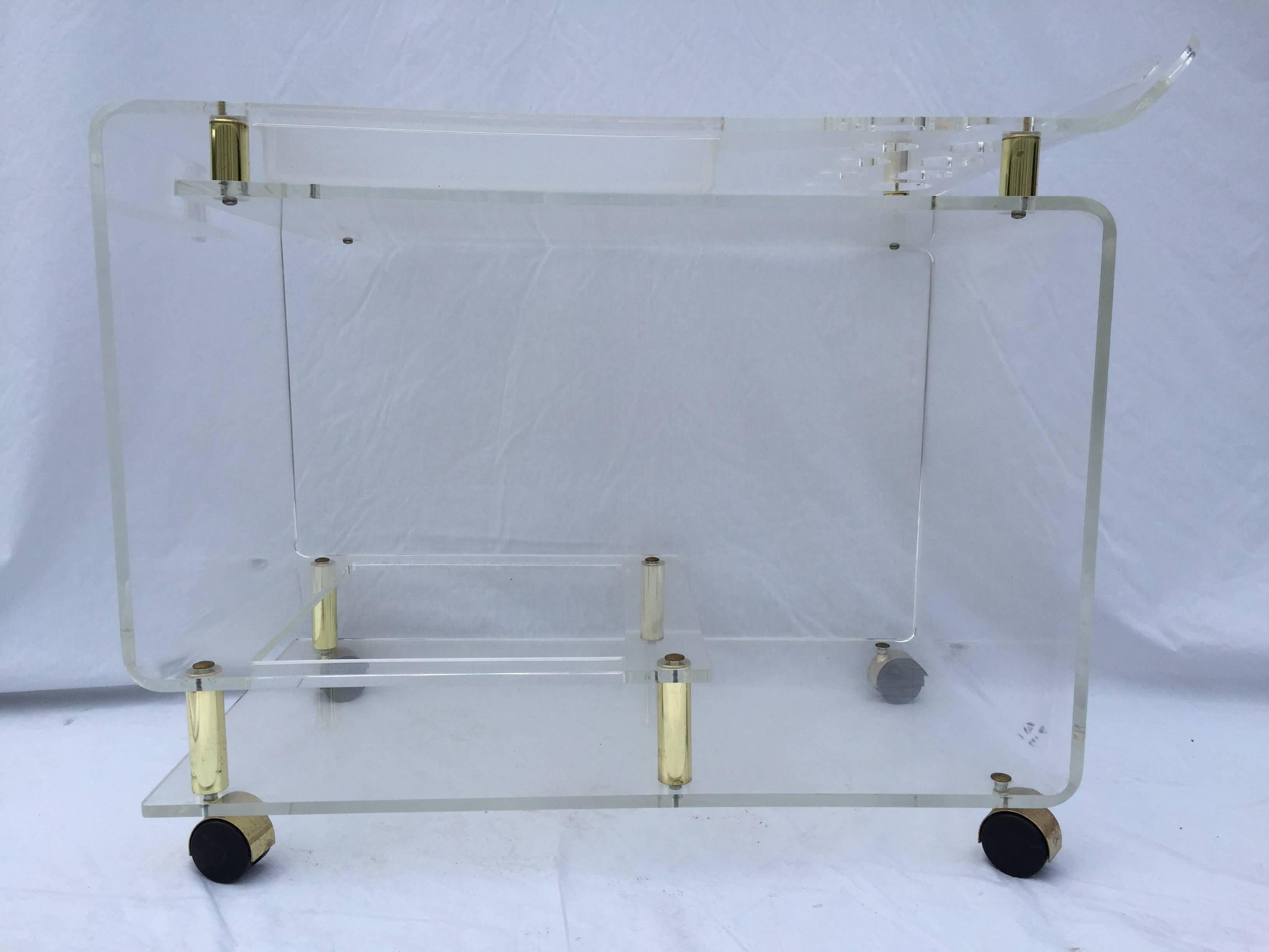 Snazzy Lucite and Brass Bar or Tea Cart Trolley 3