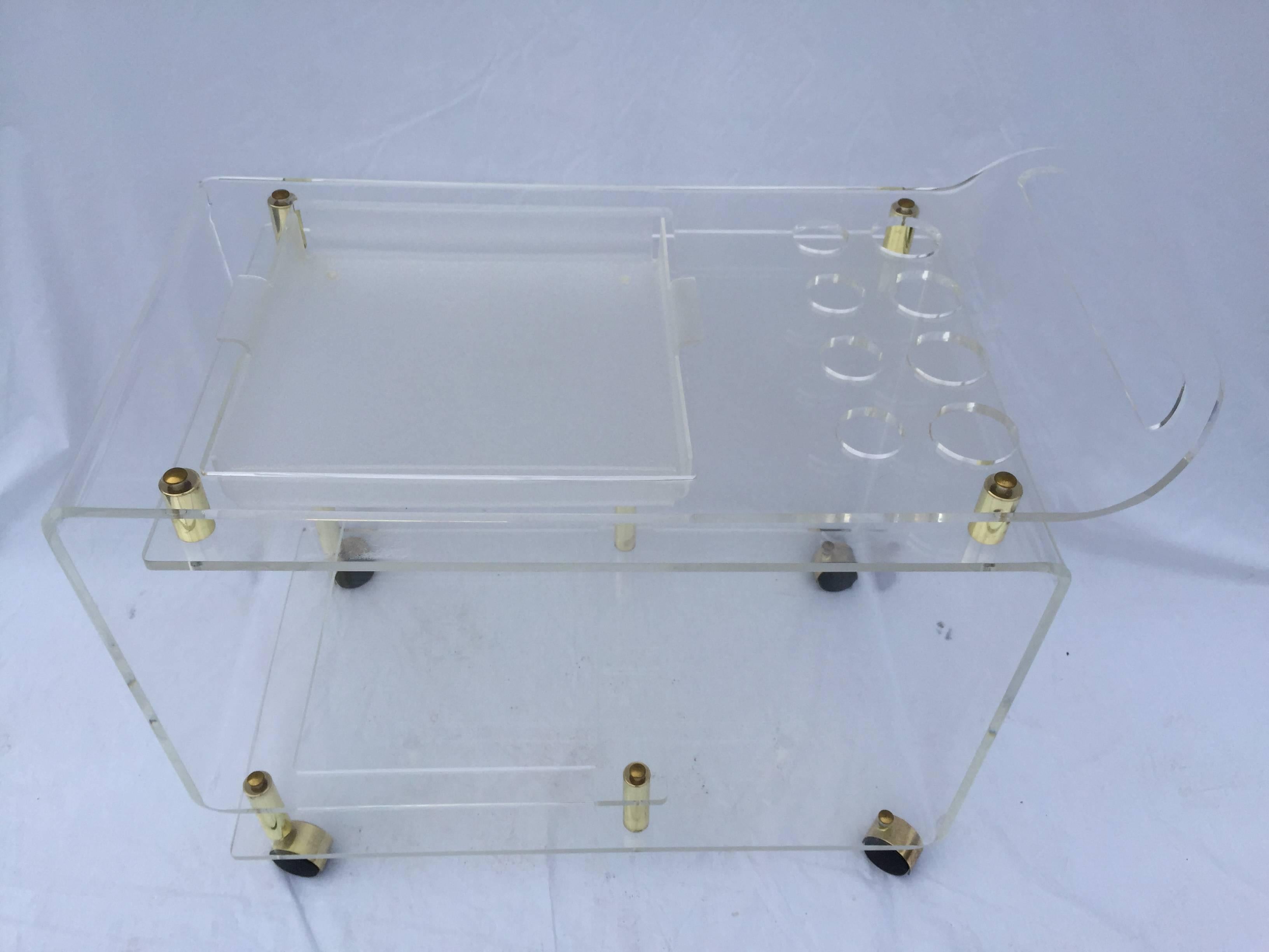 Snazzy Lucite and Brass Bar or Tea Cart Trolley 4