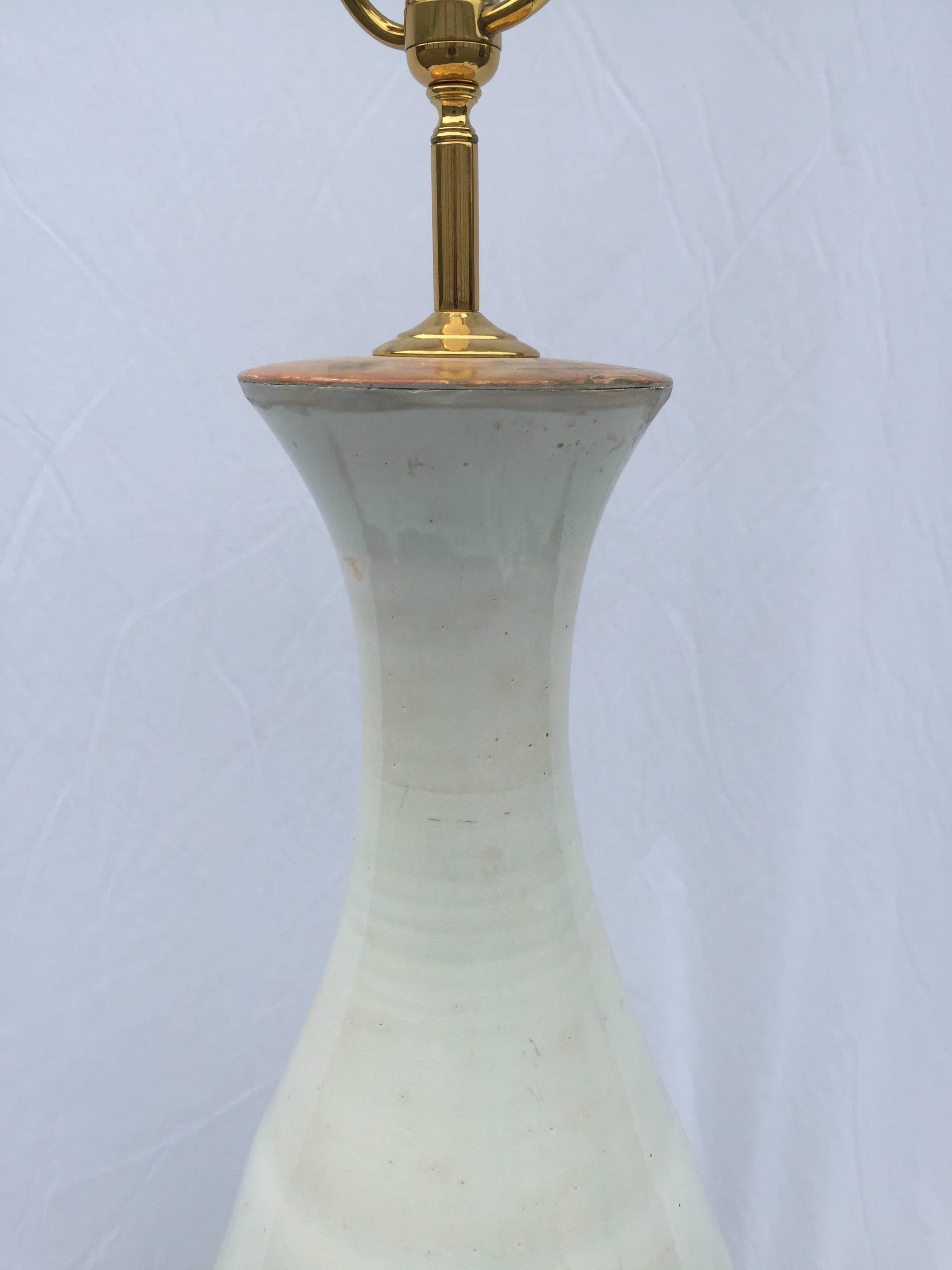 Monumental 19th Century Asian Pottery Ceramic Glaze Table Floor Lamp Gilt Base For Sale 1