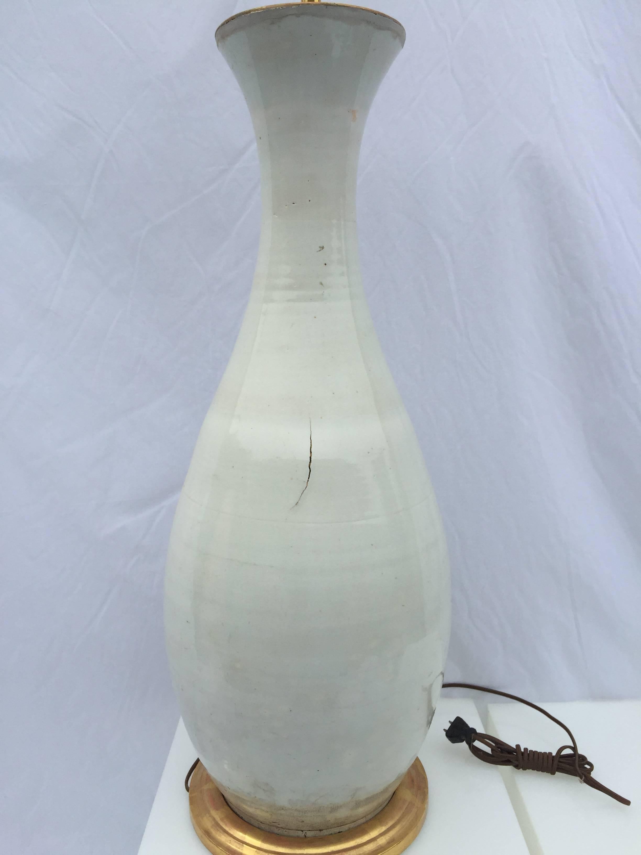 Monumental 19th Century Asian Pottery Ceramic Glaze Table Floor Lamp Gilt Base For Sale 4