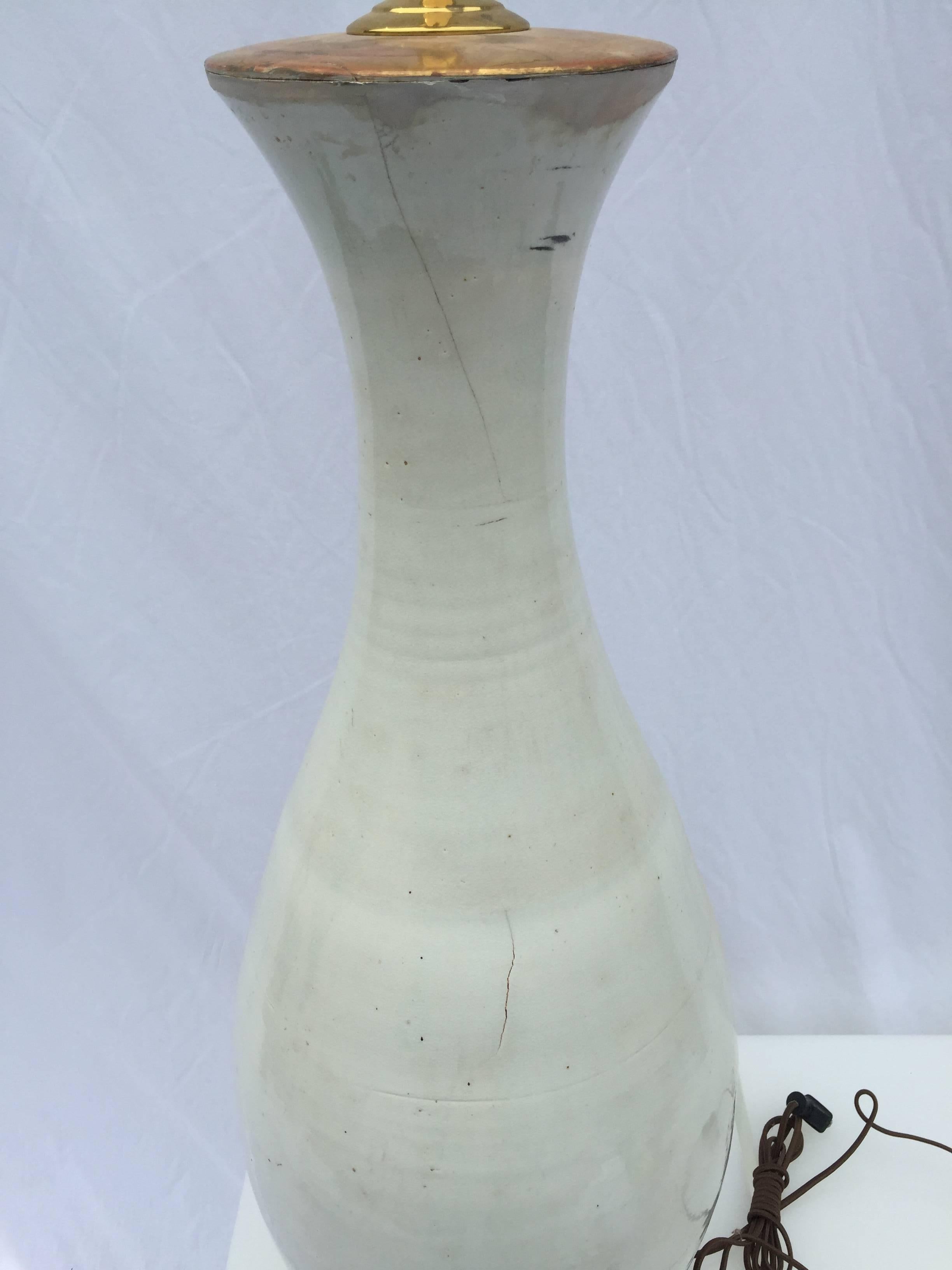 Monumental 19th Century Asian Pottery Ceramic Glaze Table Floor Lamp Gilt Base For Sale 7