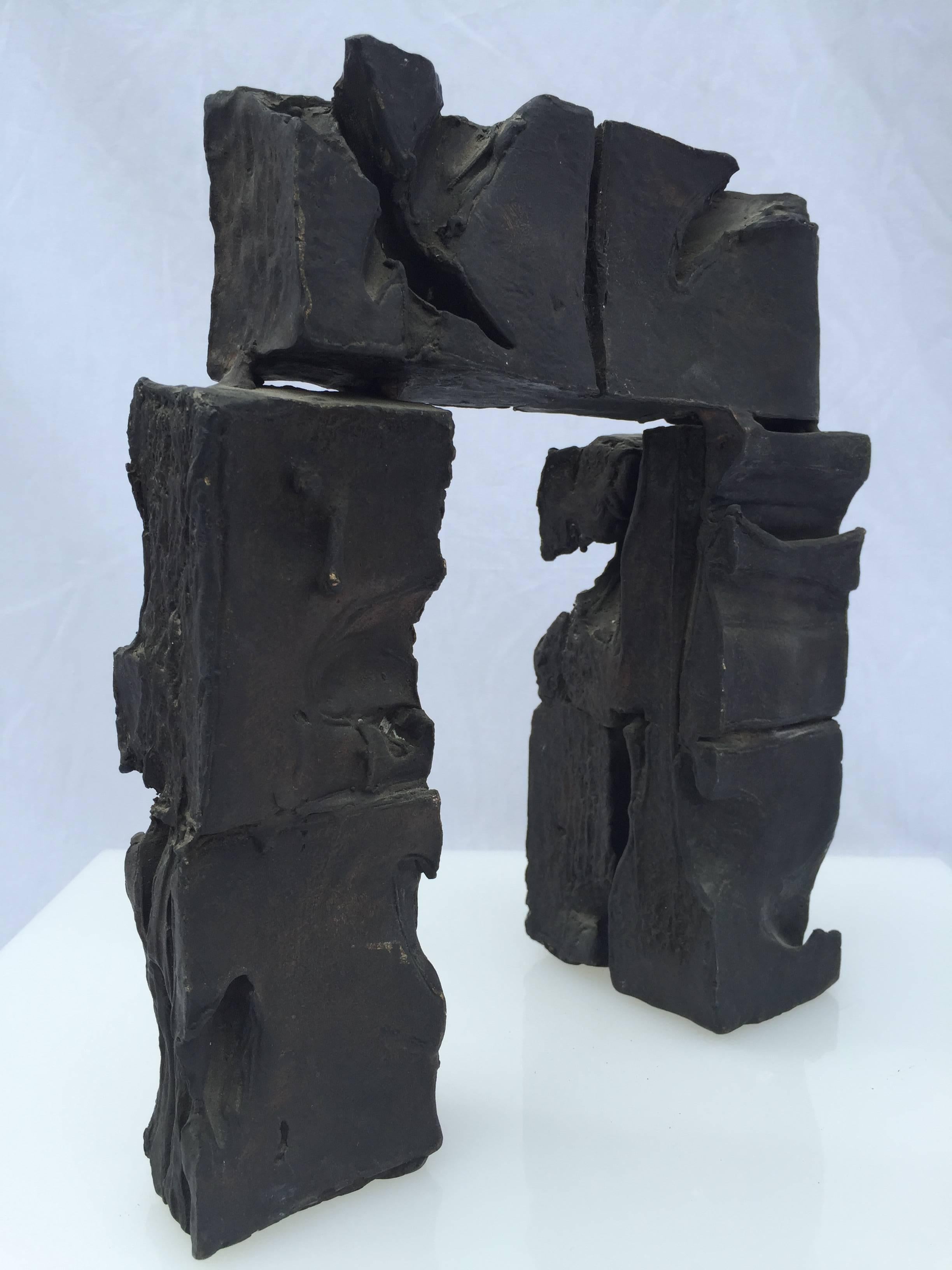 Vintage Abstract Bronze Sculpture 'Gate' by Dina Recanati, circa 1973 3