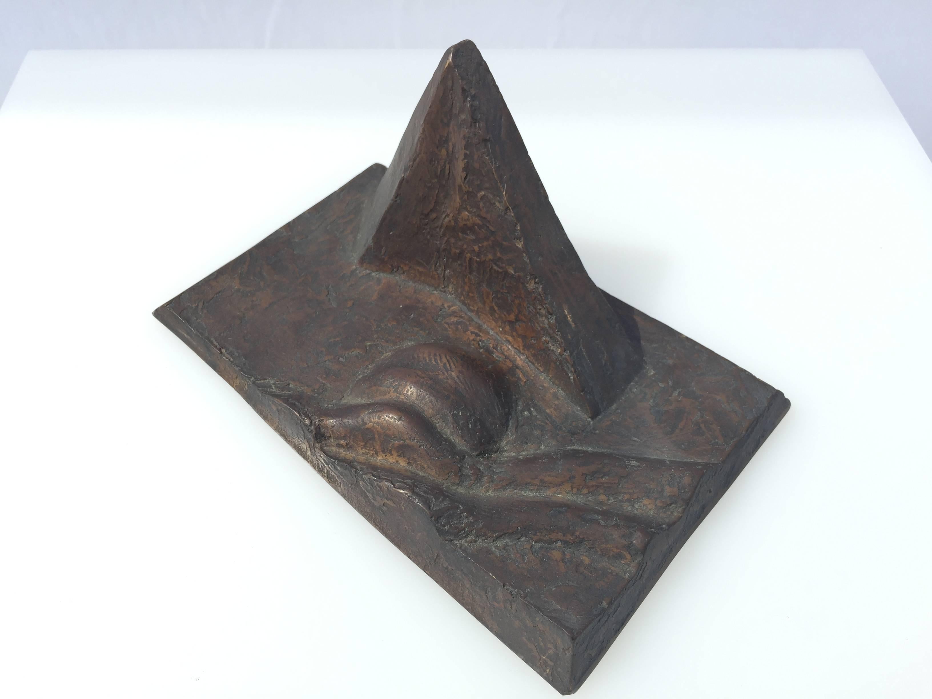 Vintage Abstract Maximilian Hutlett German Bronze Sculpture, 1981 EA Guss Zimmer For Sale 1