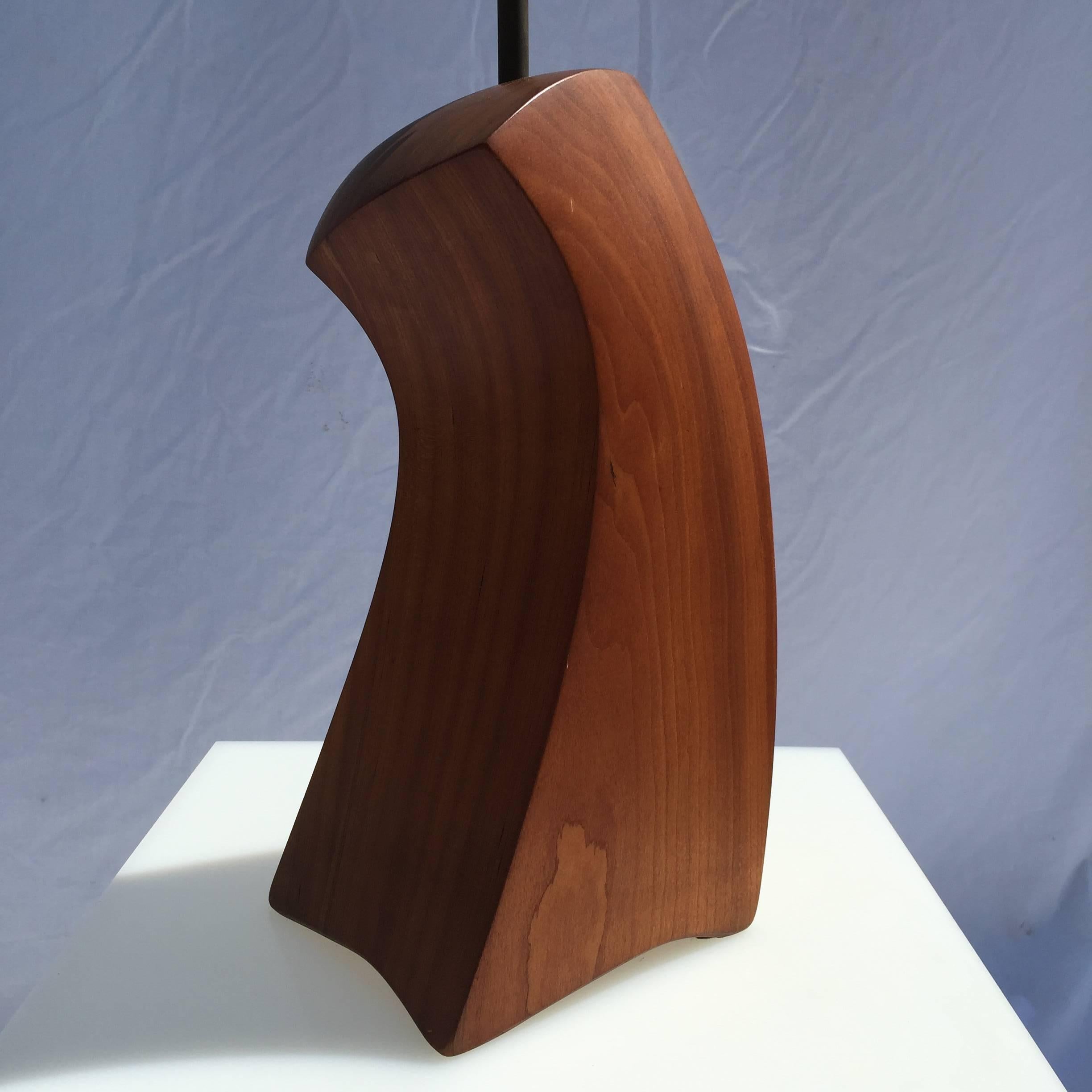 Carved Signed Craft Wood Table Lamp by American Artist Woodworker Eric Sprenger