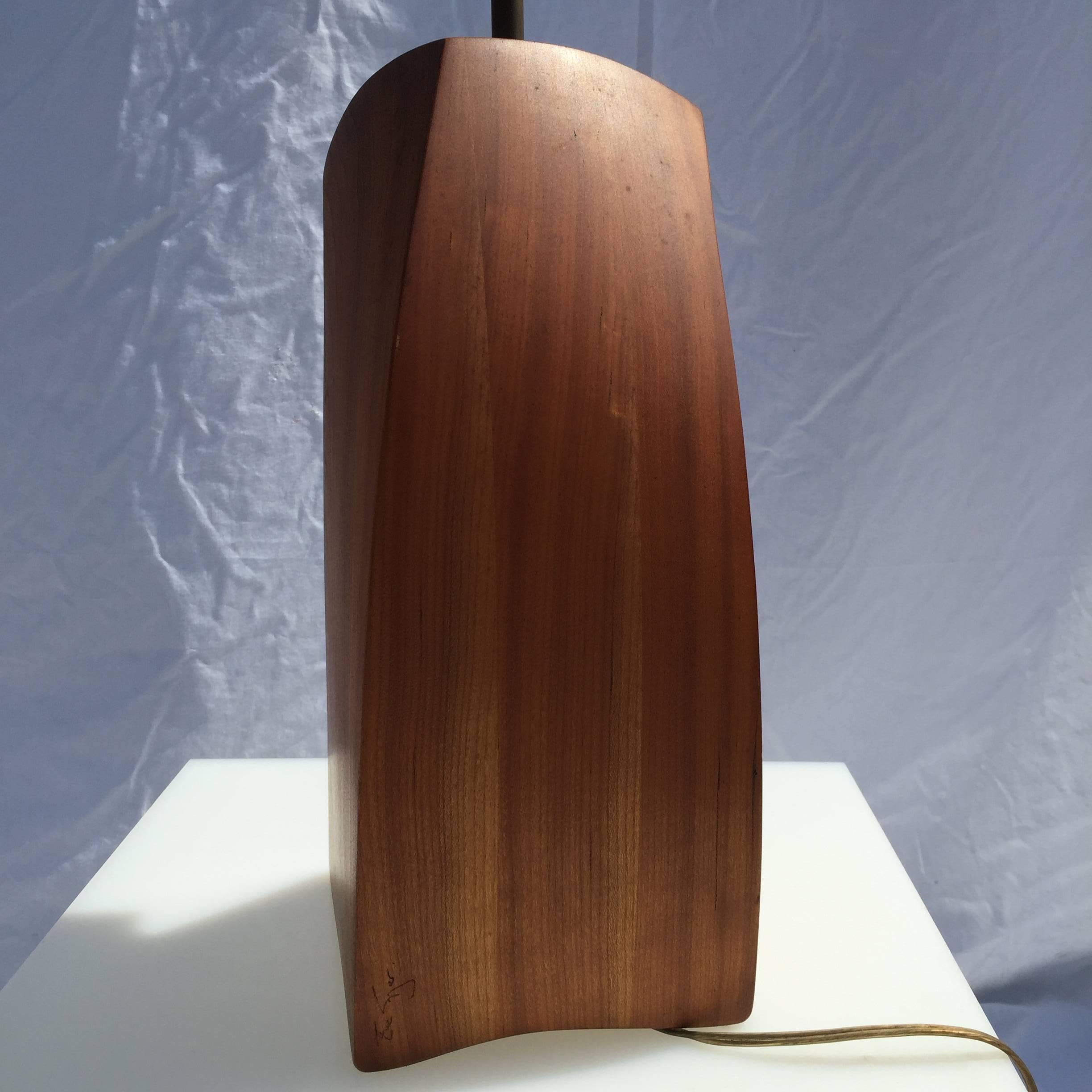 20th Century Signed Craft Wood Table Lamp by American Artist Woodworker Eric Sprenger