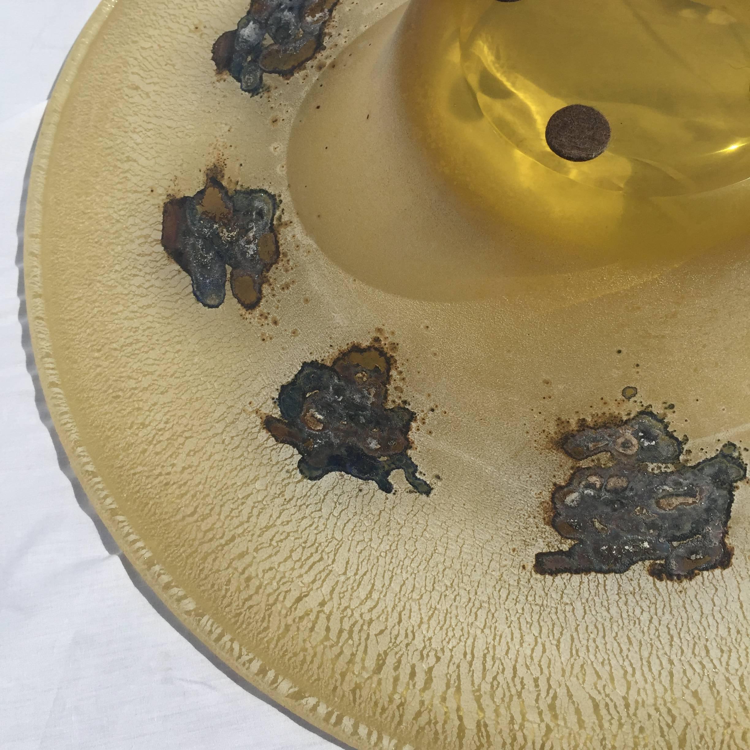 Large Italian Scavo Style Glass Vessel Bowl Signed Barbini Murano For Sale 4