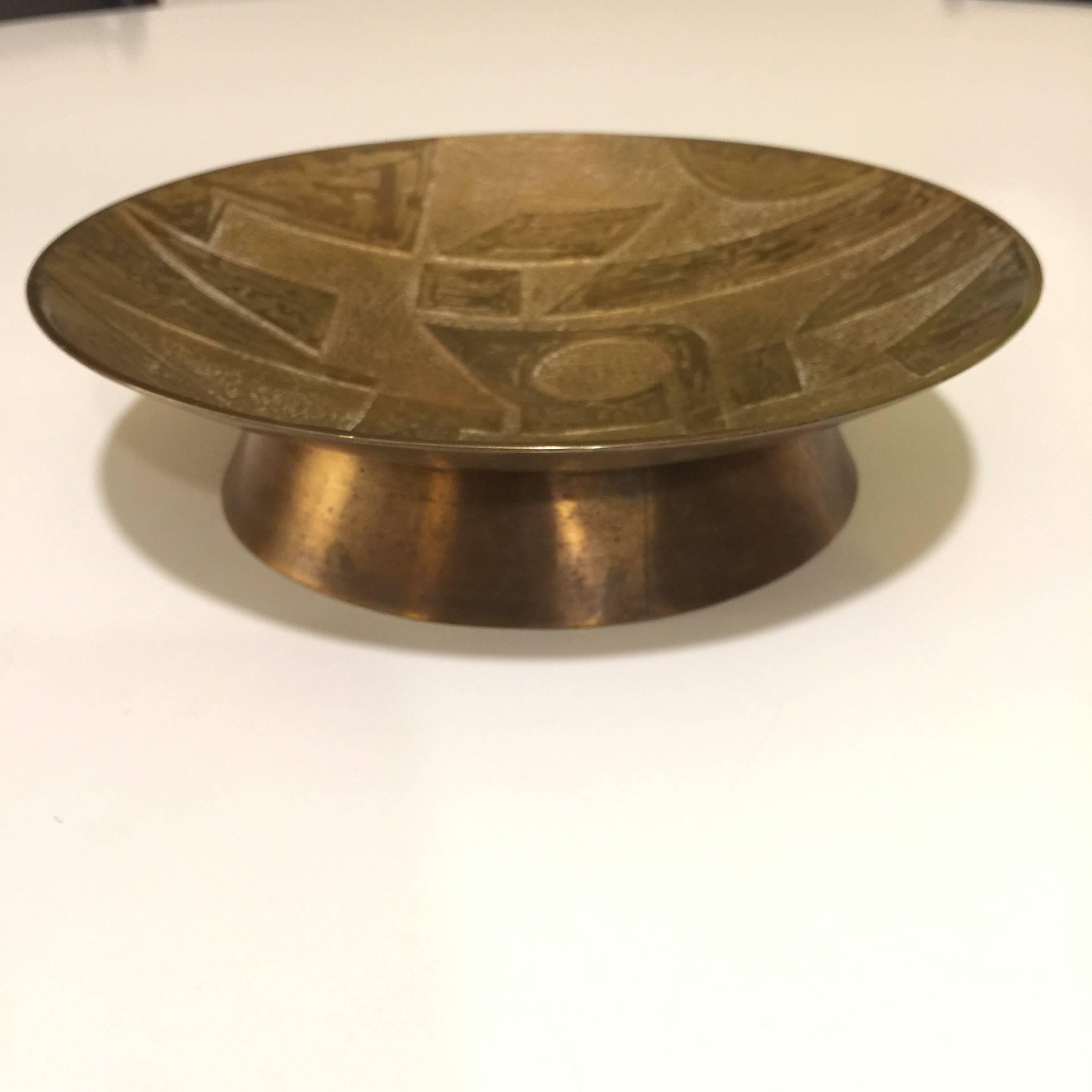 Vintage Oswaldo Guayasamin Abstract Bronze Sculptural Footed Vessel Bowl 1