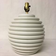 Vintage Italian Round Ceramic Table Lamp with Ribbed Design