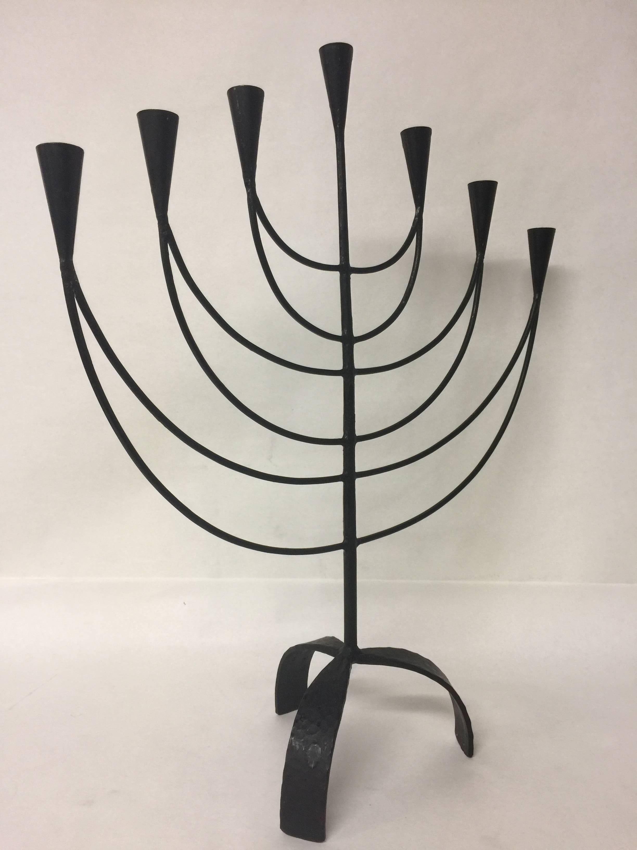 Vintage Swedish Tabletop Wrought Iron Seven-Light Candelabra or Candlestick 5