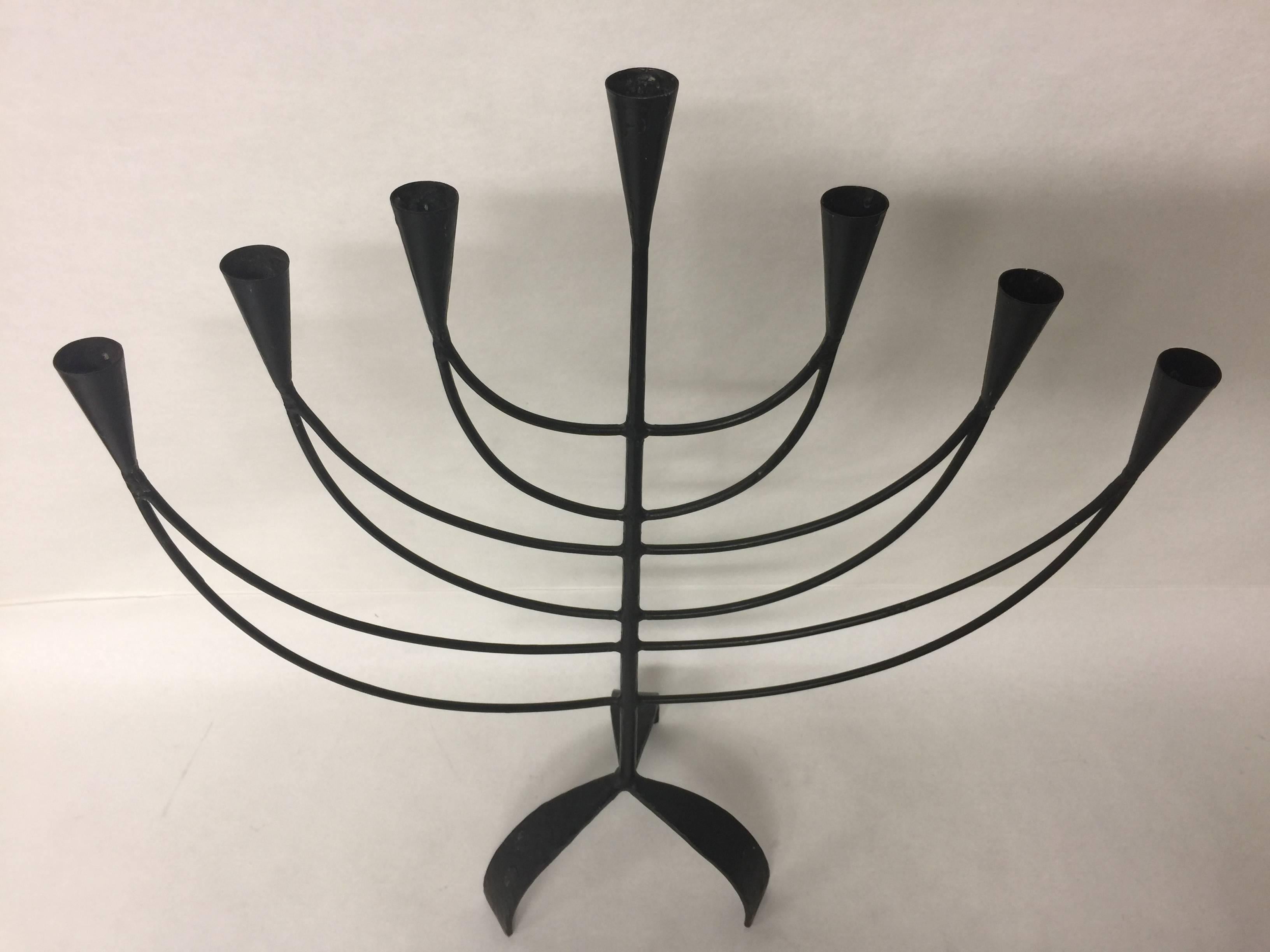 Vintage Swedish Tabletop Wrought Iron Seven-Light Candelabra or Candlestick 4