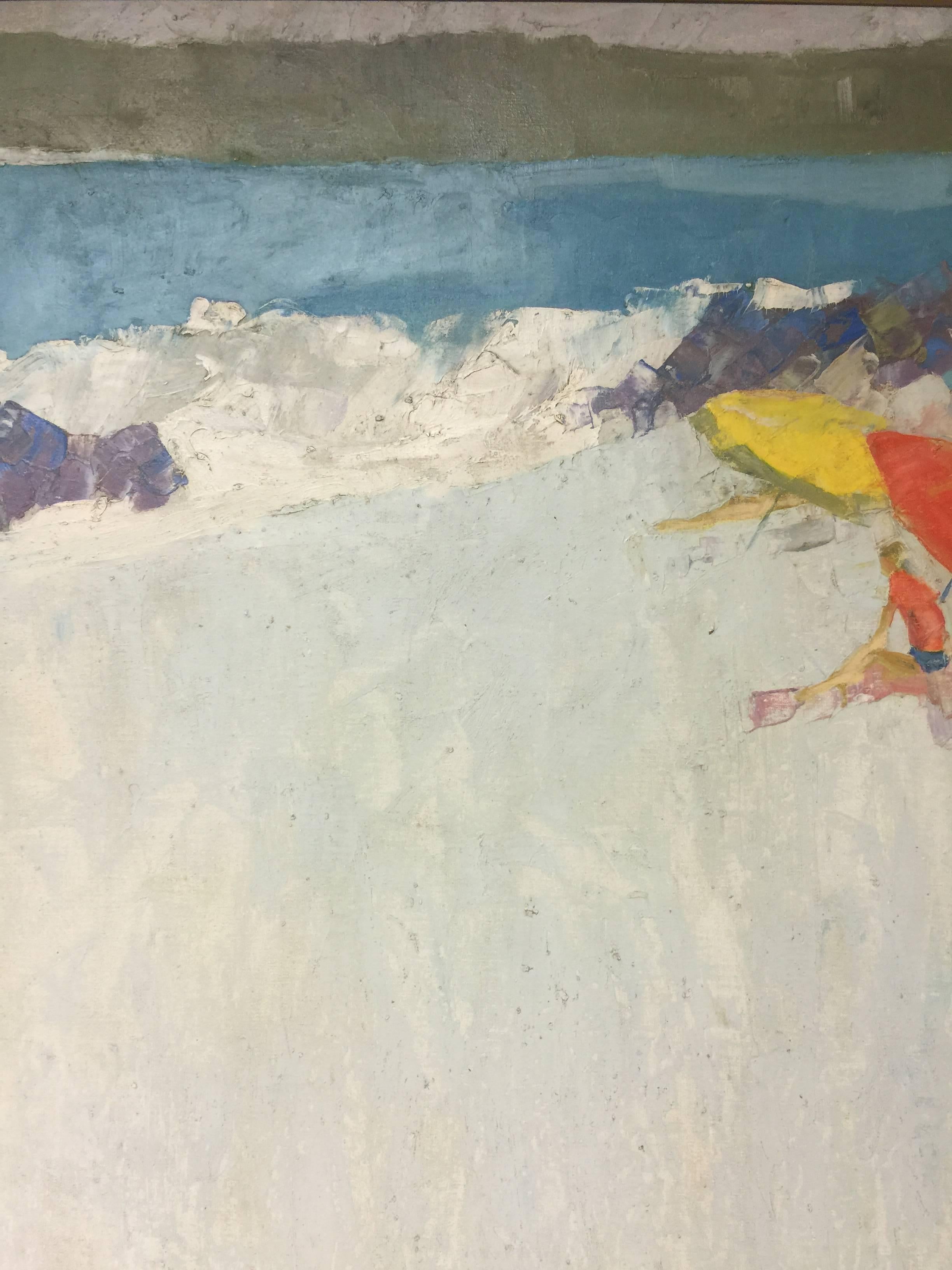 Vintage 1970 Oil on Canvas Beach Scene by NYC Artist George Barrel, Italo Botti 3