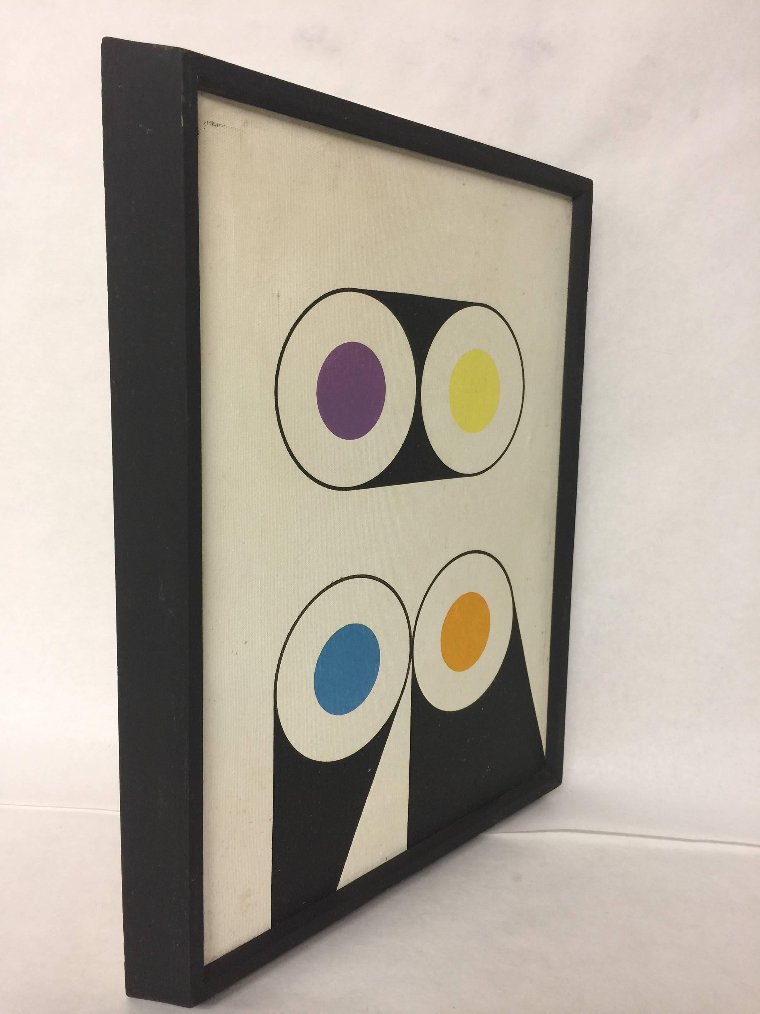 Vintage Hard Edge Geometric Abstract Oil on Canvas Painting 2 of 5, circa 1980s 1